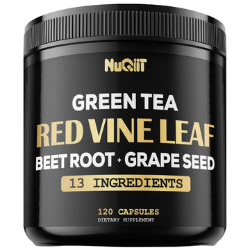 Red Vine Leaf Extract 15000mg Beet Root 3000mg Organic Green Tea 3000mg Supplement & More - Support Heart Health, Strength, Immune System & Body Management - 120 Vegan Capsules for 2-Month Supply NUQIIT Au supplements