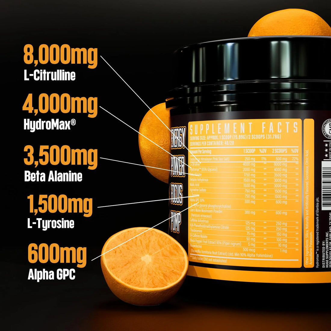 Huge Supplements Wrecked Pre-Workout, 30G+ Ingredients Per Serving to Boost Energy Huge Supplements uk supplements