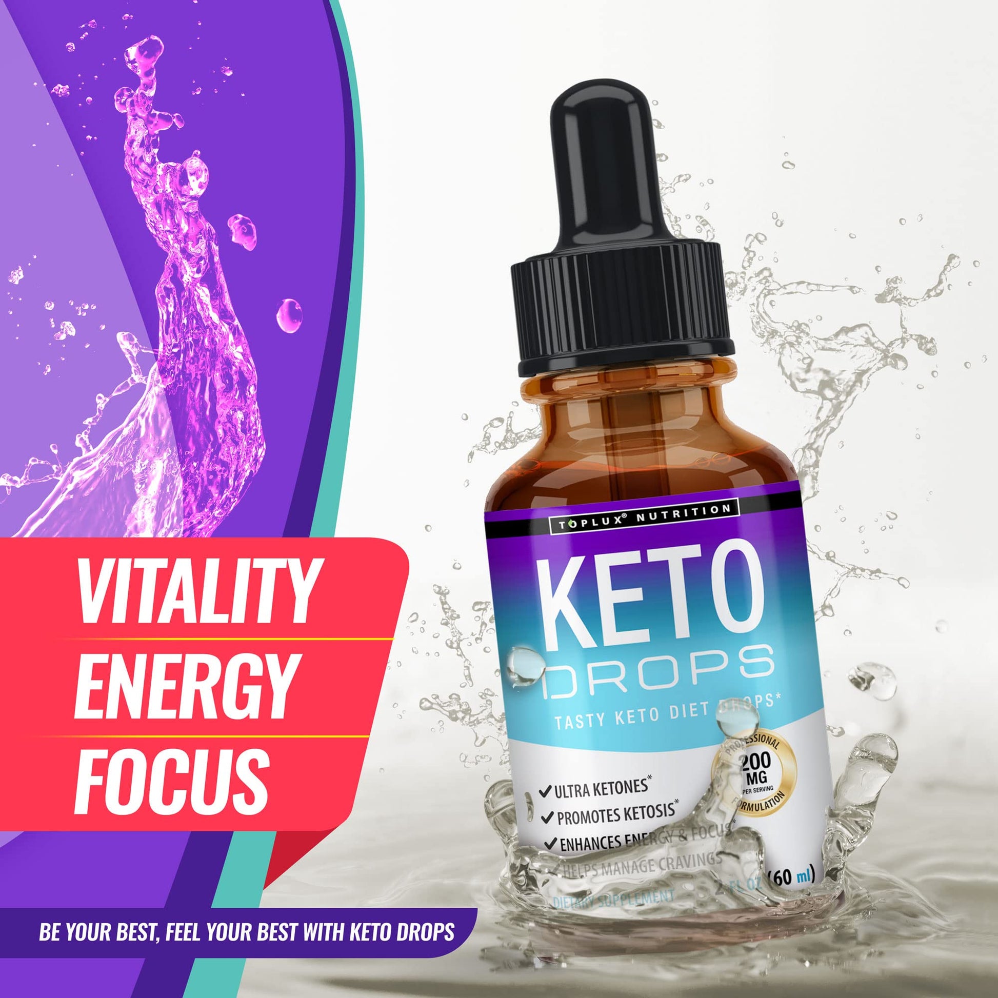 Keto Diet Drops Weight Loss Ketogenic Supplement - Premium Fat Burner Formula Toplux Au supplements