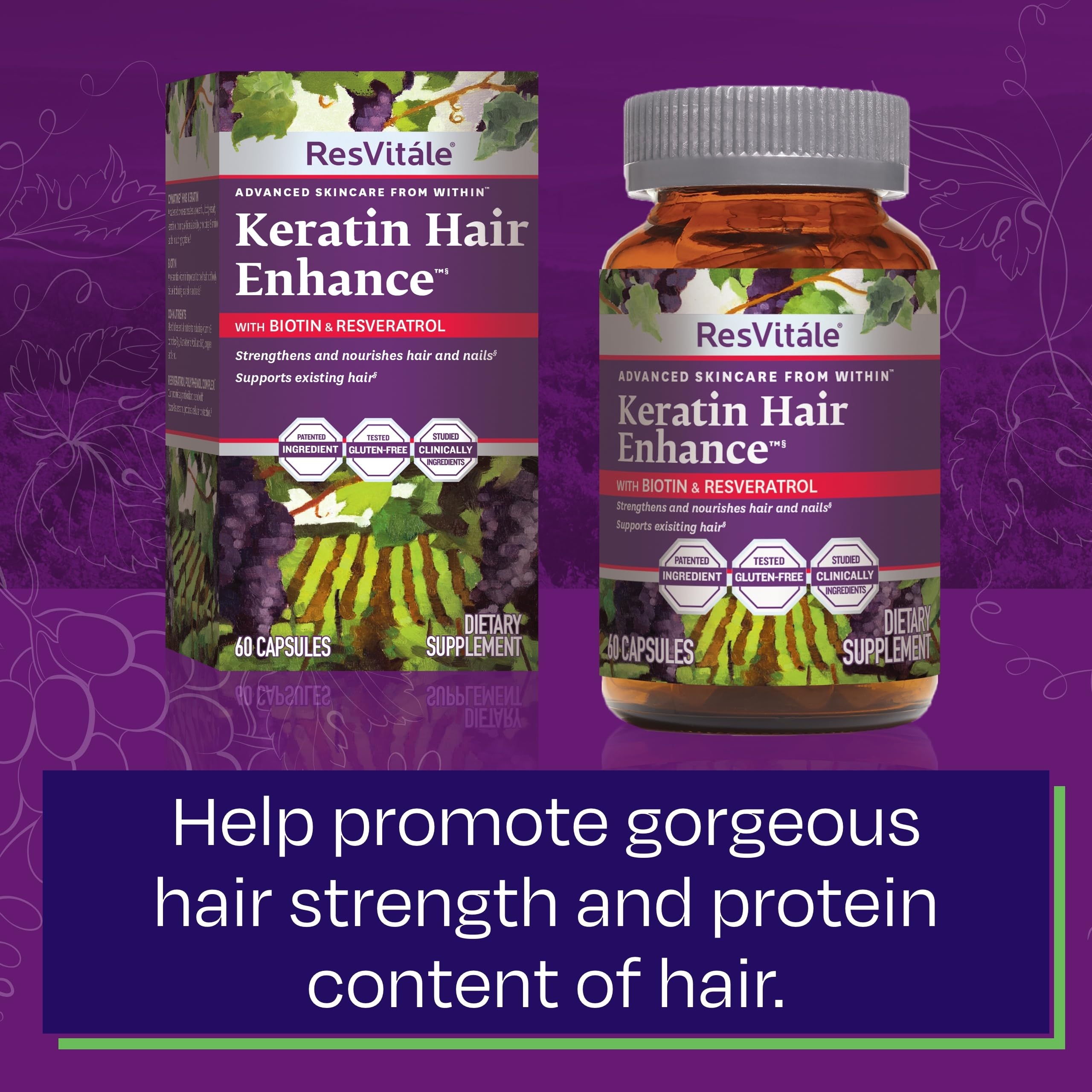 ResVitále Keratin Hair Enhance - Keratin Supplement for Hair Growth - 60 Capsules ResVitale Au supplements