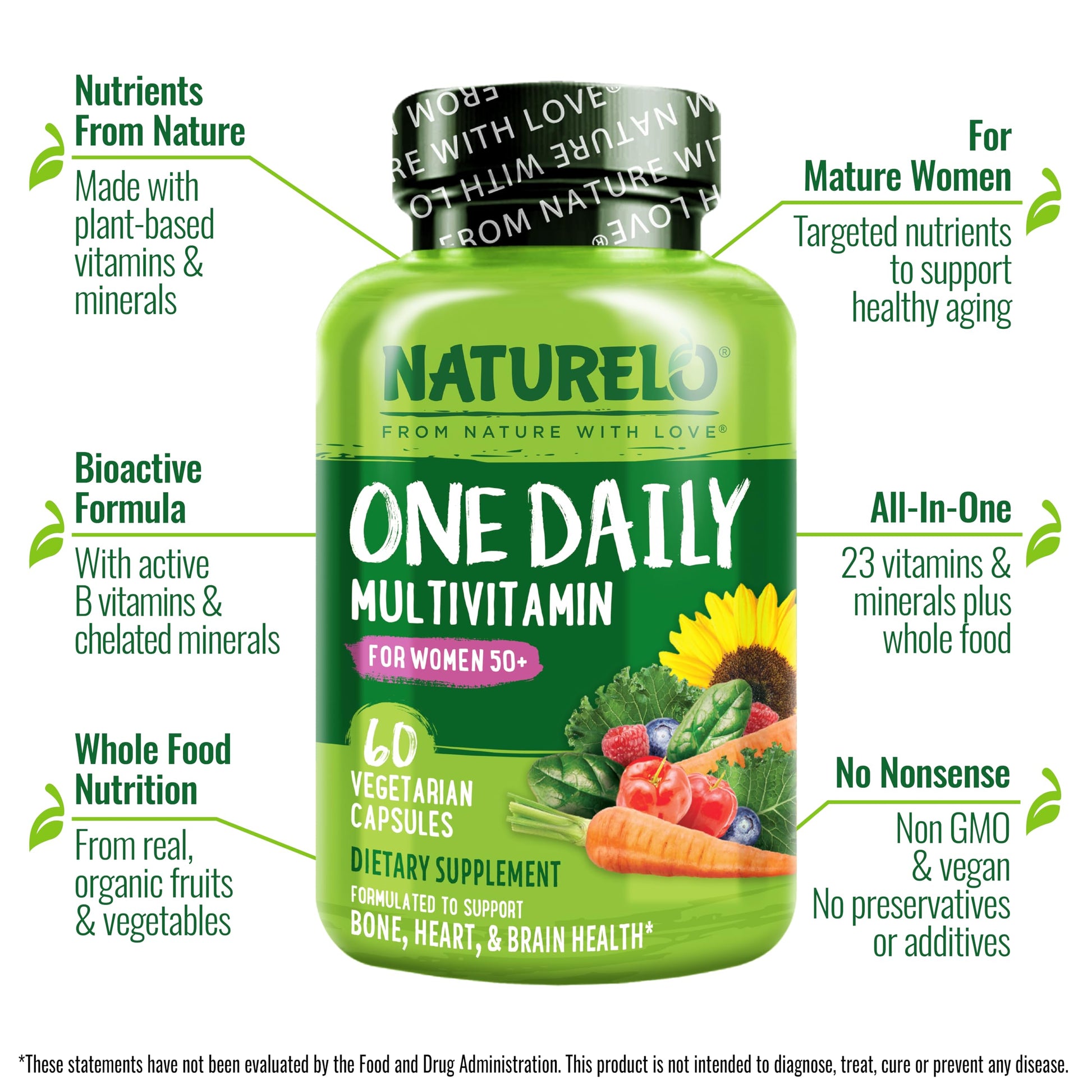 NATURELO One Daily Multivitamin for Women 50+ (Iron Free) - Menopause Support for Women Over 50 NATURELO Au supplements