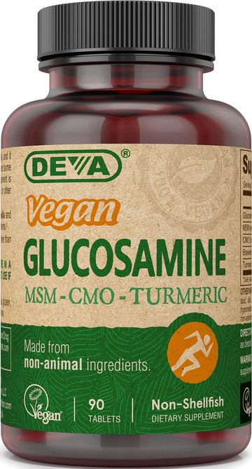 Deva Vegan Glucosamine-MSM-CMO & Turmeric Supplement - Gluten Free Plant Based Nutritional Supplement - 90 Tablets, 1-Pack DEVA Au supplements
