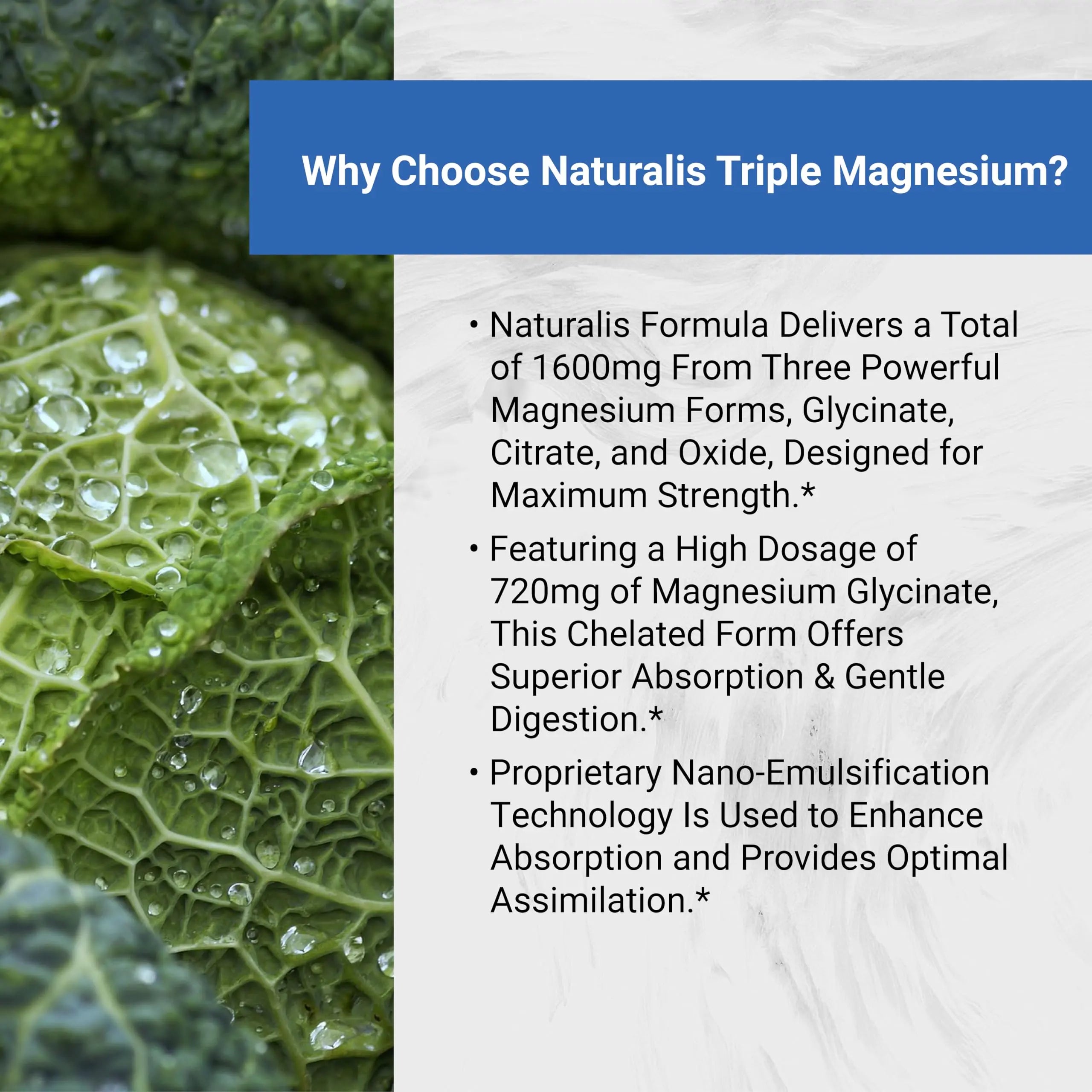 Naturalis Vegan Triple Magnesium Complex | Chelated Glycinate, Citrate & Oxide 1600mg Delivers 250mg Elemental Magnesium | Easily Absorbed for Stress, Muscle, Heart, Bone Support* | 60 Softgels Naturalis Au supplements