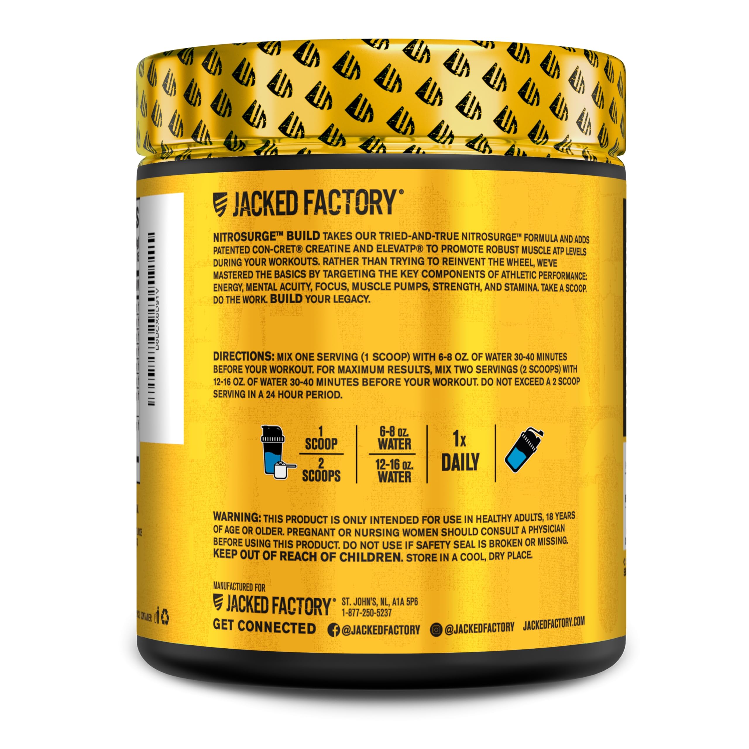 Jacked Factory Nitrosurge Build Pre Workout with Creatine for Muscle Building - Con Cret Jacked Factory Au supplements