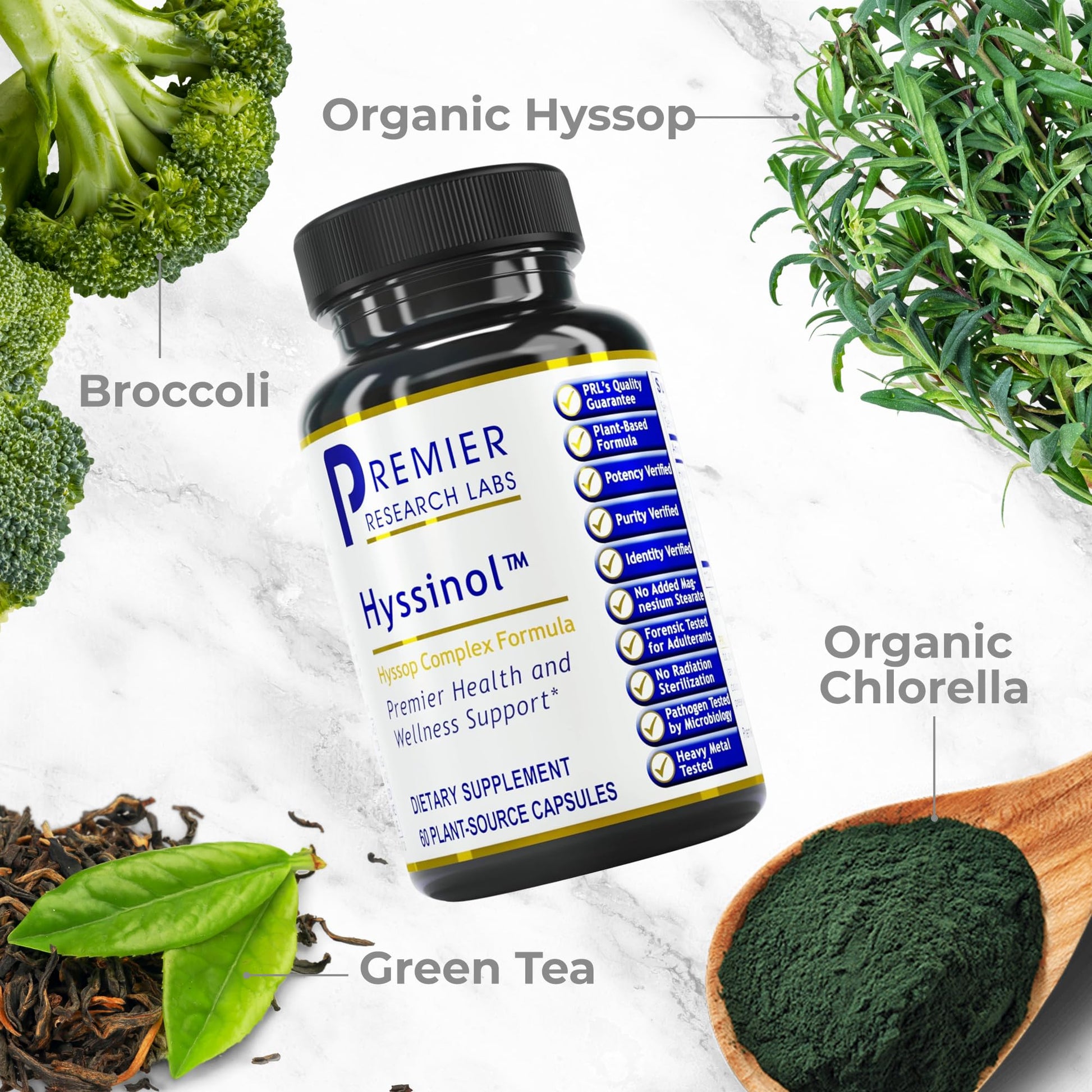 Premier Research Labs Hyssinol - Hyssop Herb, Hyssop Capsules, Wellness Pills with Organic Hyssop Dry Herb, Dietary Supplement with Green Tea, Antioxidant Support - 60 Vegetarian Capsules Premier Research Labs Au supplements