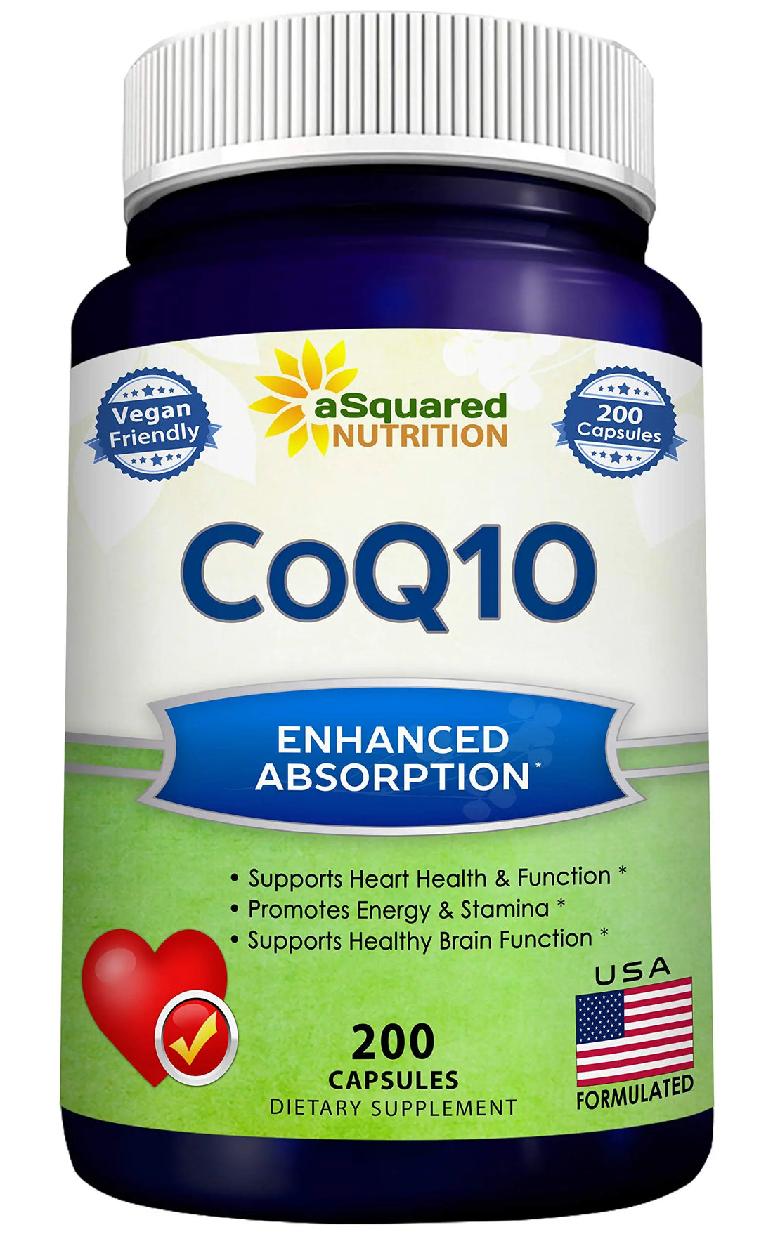 aSquared Nutrition CoQ10 (400mg Max Strength, 200 Capsules) - High Absorption Vegan Coenzyme Q10 Powder - Ubiquinone Supplement Pills, Extra Antioxidant CO Q-10 aSquared Nutrition uk supplements