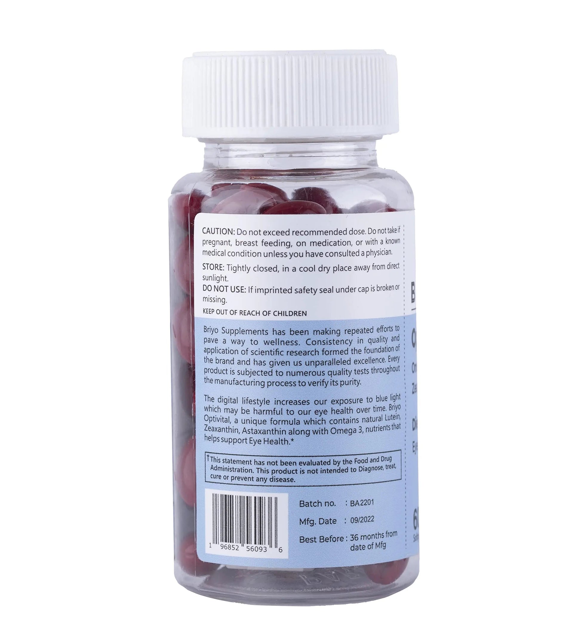Briyo OptiVital Eye Health Supplement – Lutein, Zeaxanthin, Astaxanthin & Omega-3 from Natural Sources – Supports Vision Briyosis Au supplements