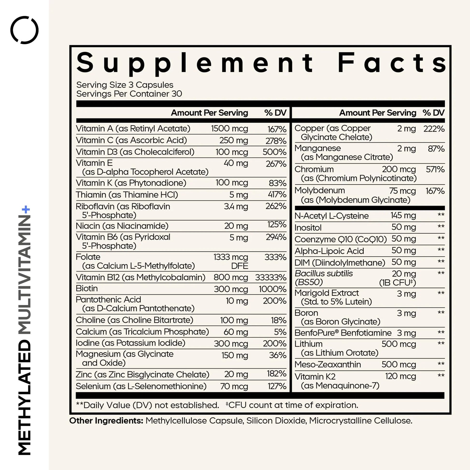 Codeage Methylated Multivitamin Supplement - B-Vitamin, Vitamins A, C, D, E, K2, B12 Methylcobalamin - L-Methylfolate - Magnesium, CoQ10, DIM, Probiotics Codeage Au supplements