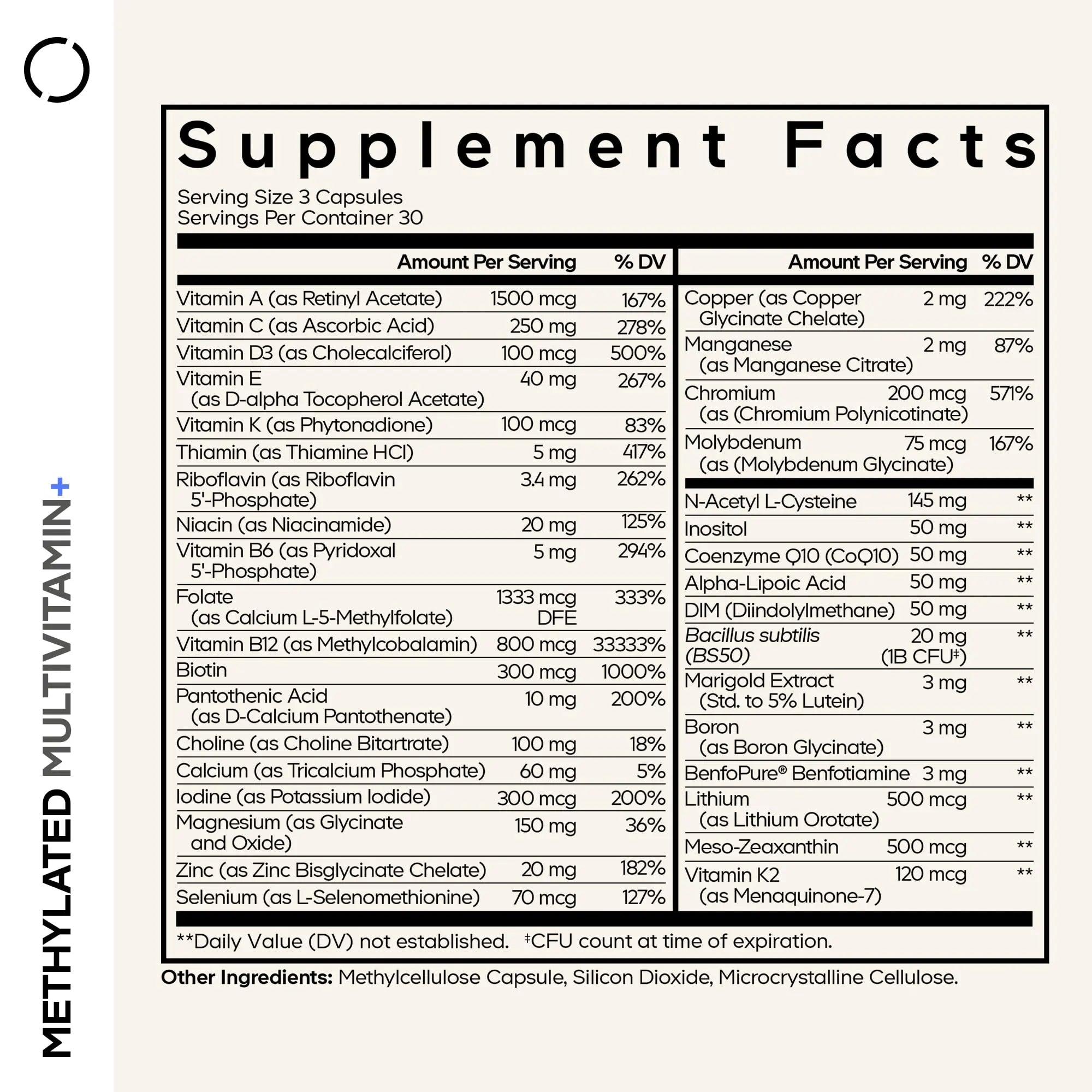 Codeage Methylated Multivitamin Supplement - B-Vitamin, Vitamins A, C, D, E, K2, B12 Methylcobalamin - L-Methylfolate - Magnesium, CoQ10, DIM, Probiotics Codeage Au supplements