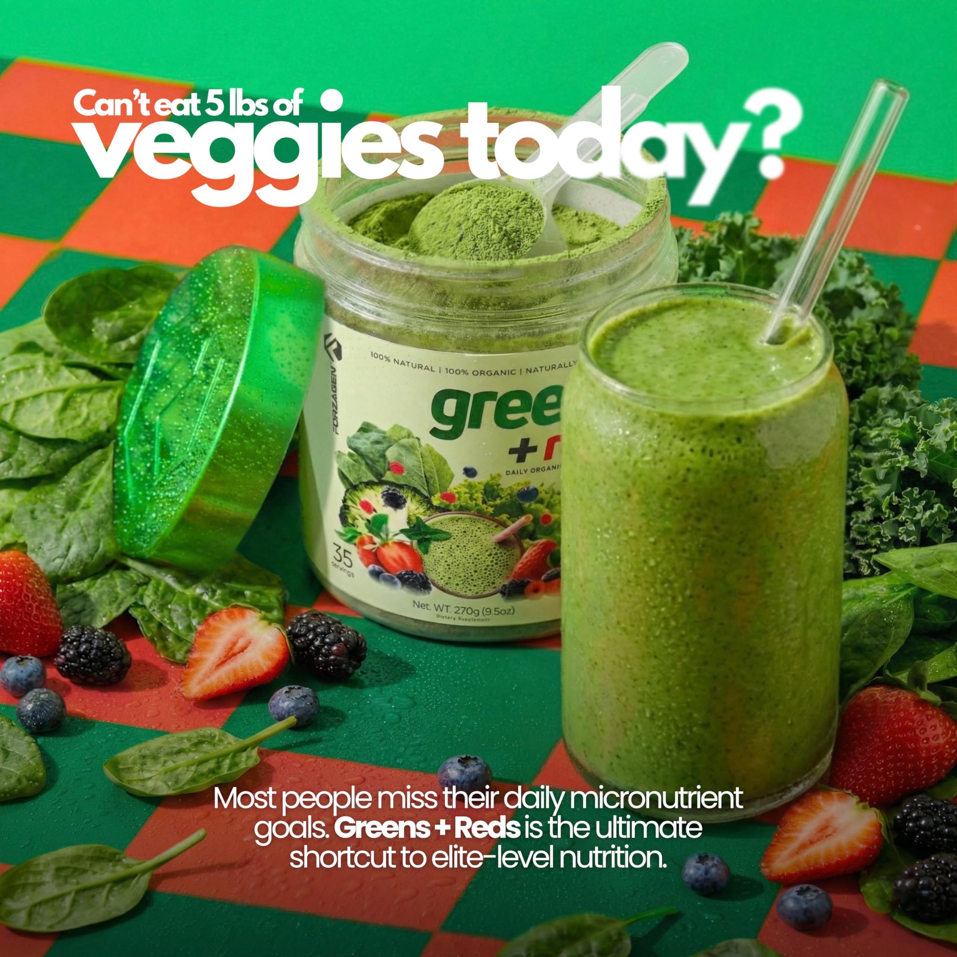 Forzagen Vegan Greens & Reds Superfood Powder - Organic Super Greens Powder | Premium Veggie Powder Supplement | 35 Servings Reds and Greens Superfood Powder Forzagen Au supplements