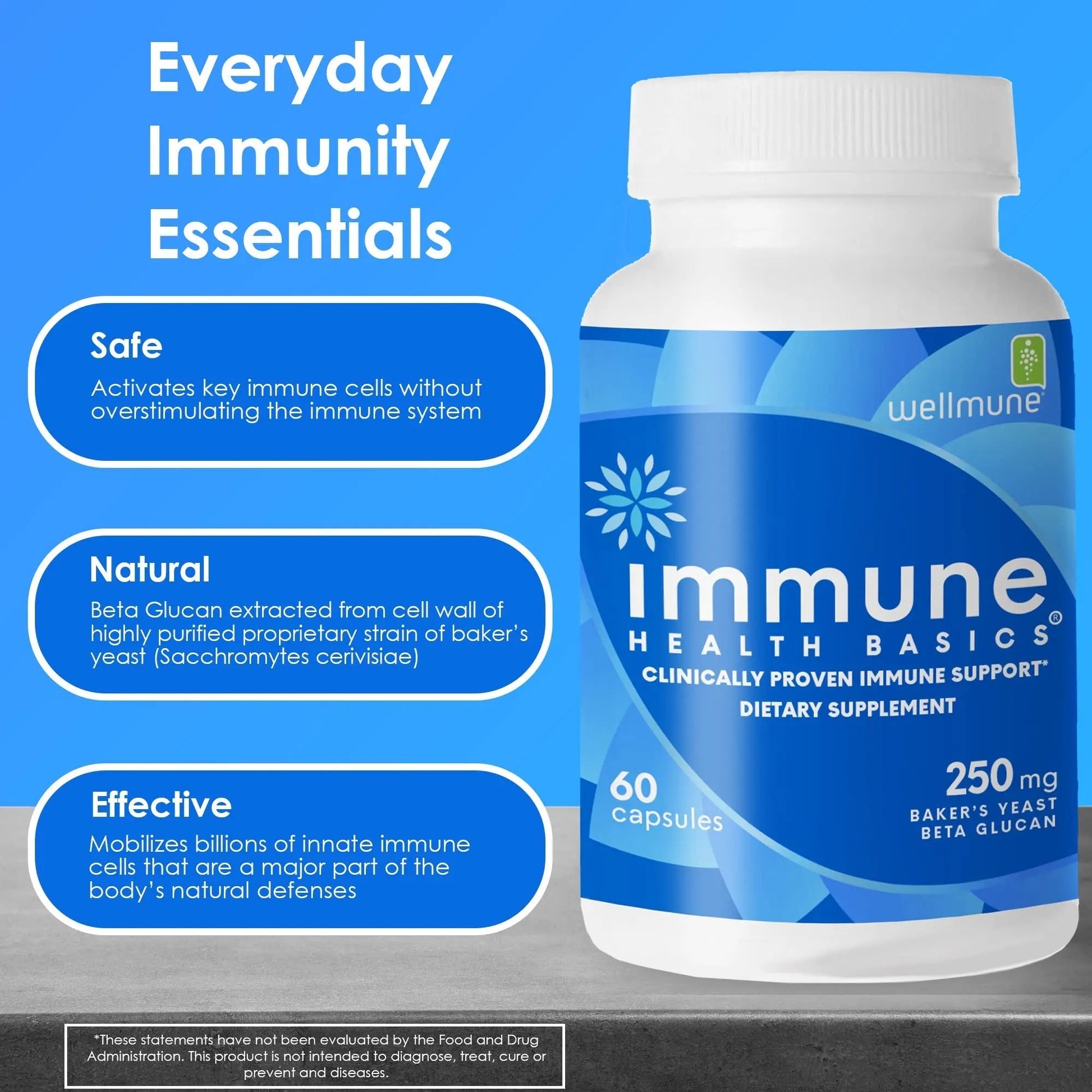 Immune Health Basics Ultra Strength Immunity - Clinically Proven Immune Support - Wellmune Highly Purified Beta Glucan - Gluten-Free, Non-allergenic Immune Health Basics Au supplements
