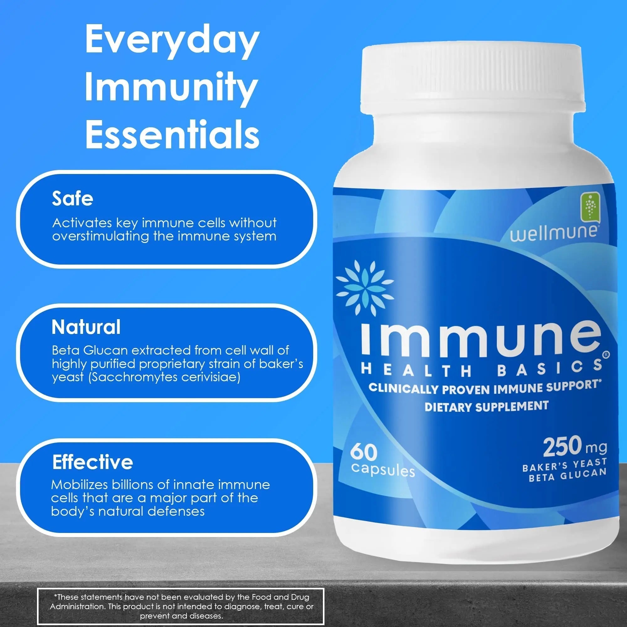 Immune Health Basics Ultra Strength Immunity - Clinically Proven Immune Support - Wellmune Highly Purified Beta Glucan - Gluten-Free, Non-allergenic Immune Health Basics Au supplements