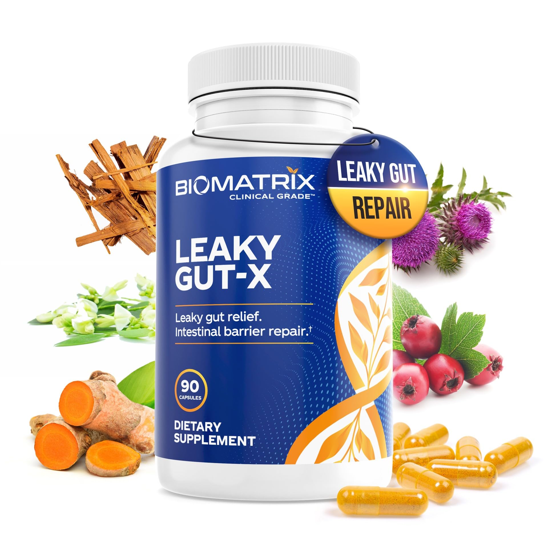 BioMatrix Leaky Gut Repair Supplement w/Glutamine, Quercetin, Cat's Claw, MSM, SIBO, Prebiotic Support, Intestinal Barrier Revive for Men and Women | 60-Day Supply – Leaky Gut-X BioMatrix Au supplements