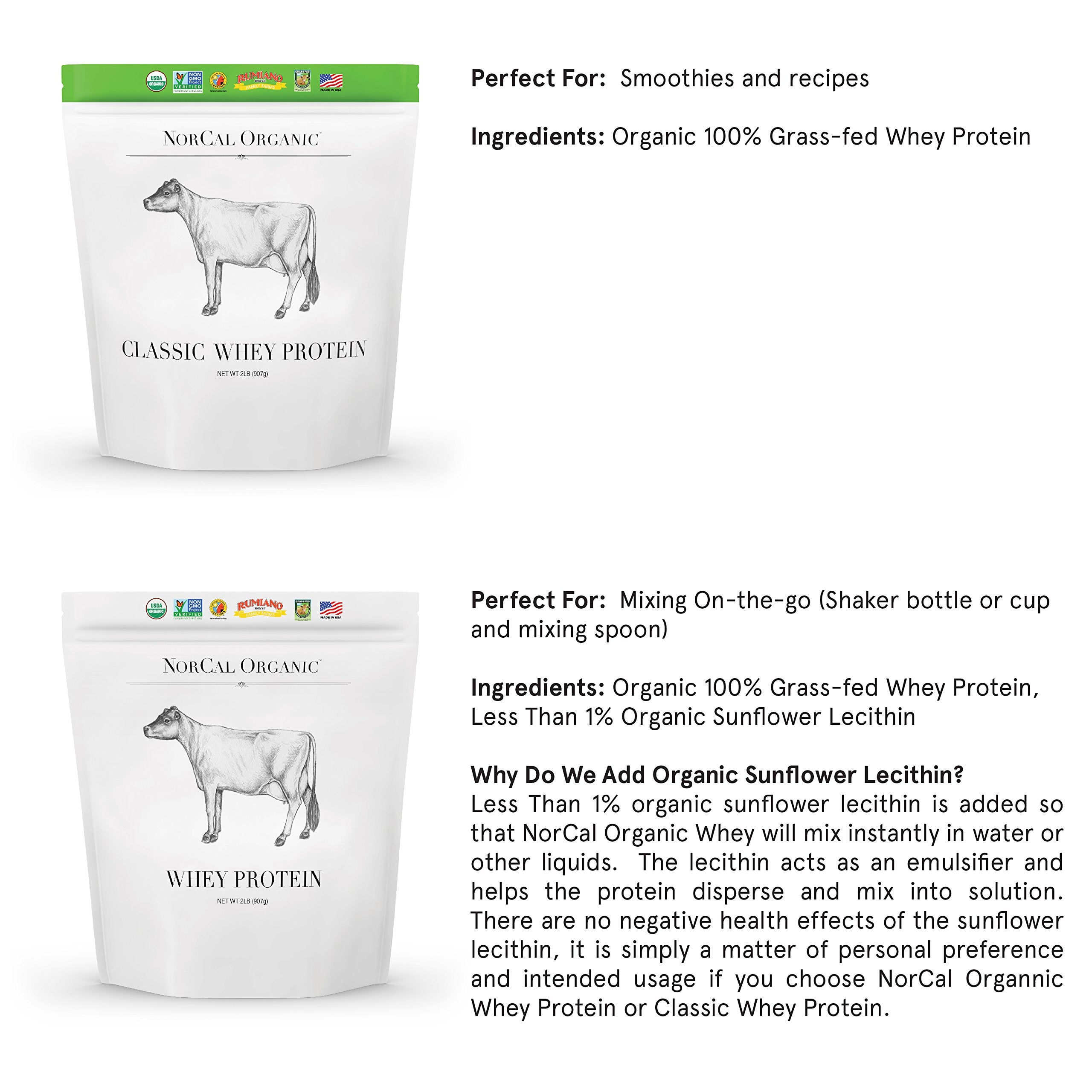 NorCal Organic Unflavored Whey Protein - 2lbs Bulk | 100% Grass-Fed, USDA Certified NorCal Organic Au supplements