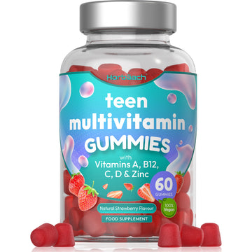 Multivitamins for Teens | 60 Vegan Gummies | 14 Essential Nutrients | with Vitamin A, B12 Horbäach Au supplements