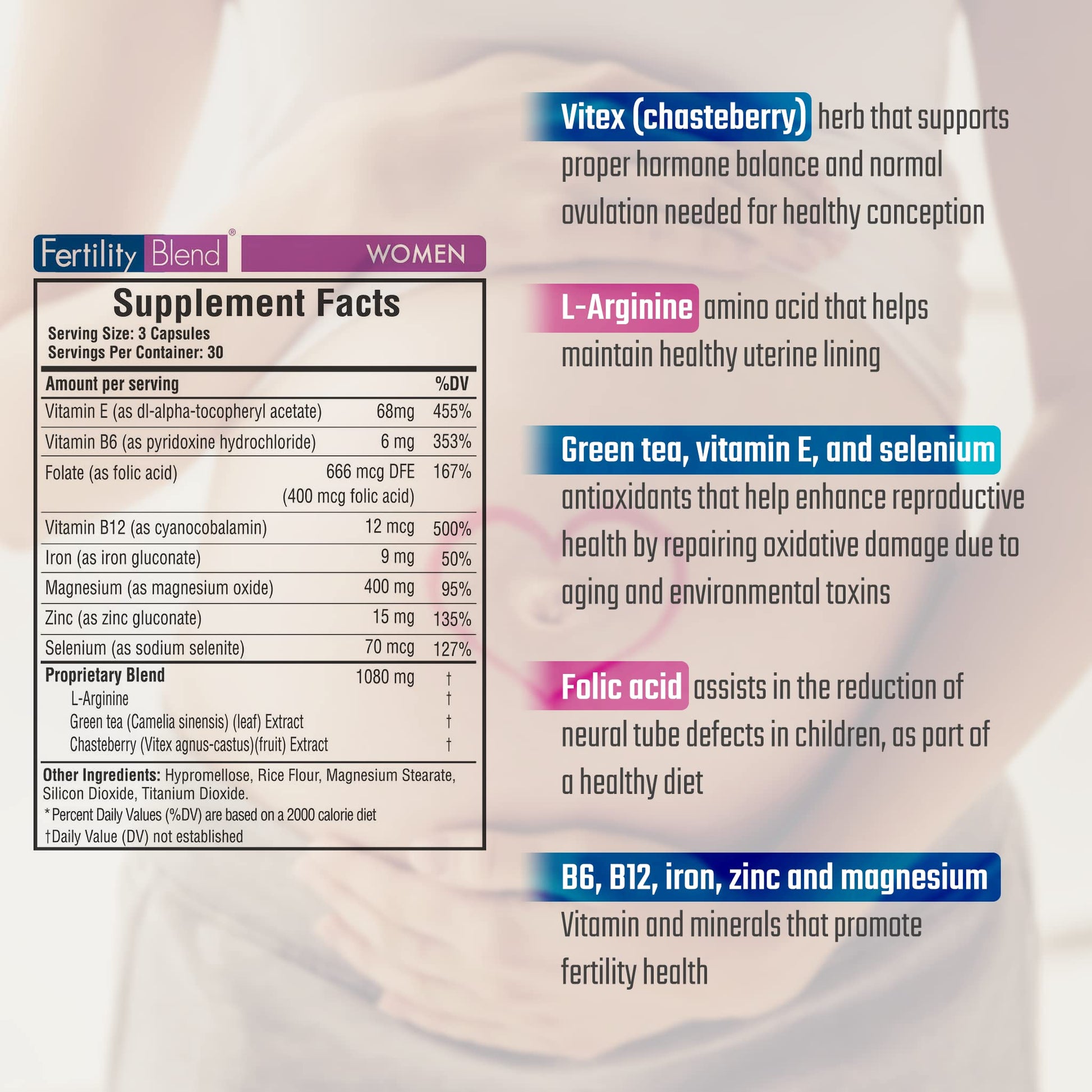 Daily Wellness Fertility Blend for Women - Fertility Supplements for Women, Conception Fertility Prenatal Vitamins, Trying to Conceive Progesterone Supplements, Cycle Support Conception Pills - 1 Pack Fertility Blend Au supplements
