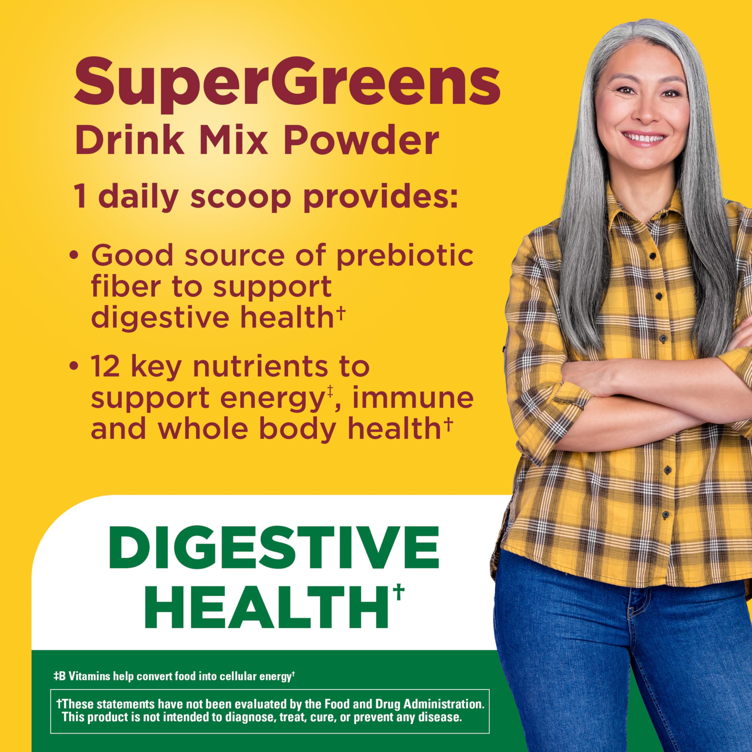 Nature Made Super Greens Powder with Prebiotic Fiber Drink Mix, Made with 1 Cup Veggies Per Serving, Fiber Supplement + Vitamins and Minerals, 25 Day Supply Nature Made Au supplements