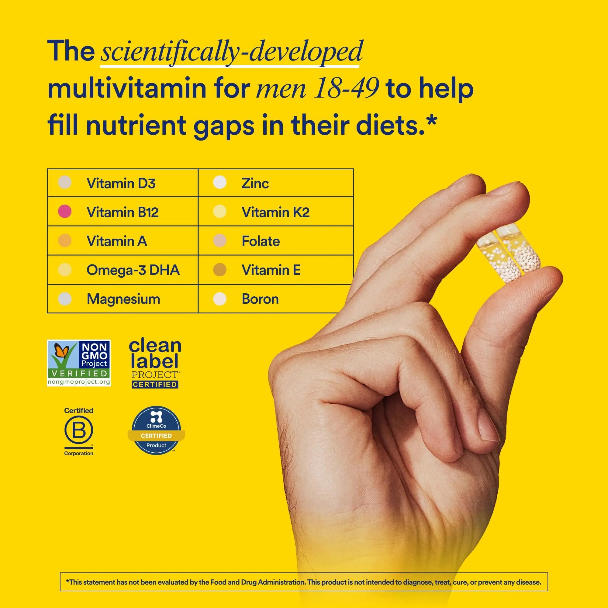 Ritual Multivitamin for Men 18+ with Zinc, Vitamin A and D3 for Immune Function Support*, Omega-3 DHA, B12, K2 Ritual Au supplements
