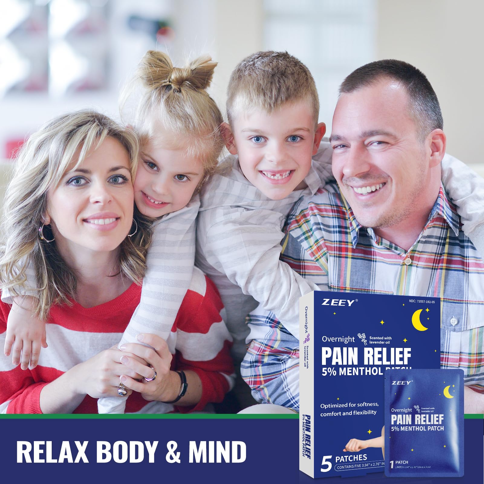 ZEEY 5% Menthol Overnight Pain Relief Patches, French Lavender Oil Pain Patch for Back, Knee, Neck, Shoulders, Joints, Muscle Soreness, Fast Acting, Topical Analgesic, Gel Patch, 3.94" x 2.76", 5Ct ZEEY Au supplements