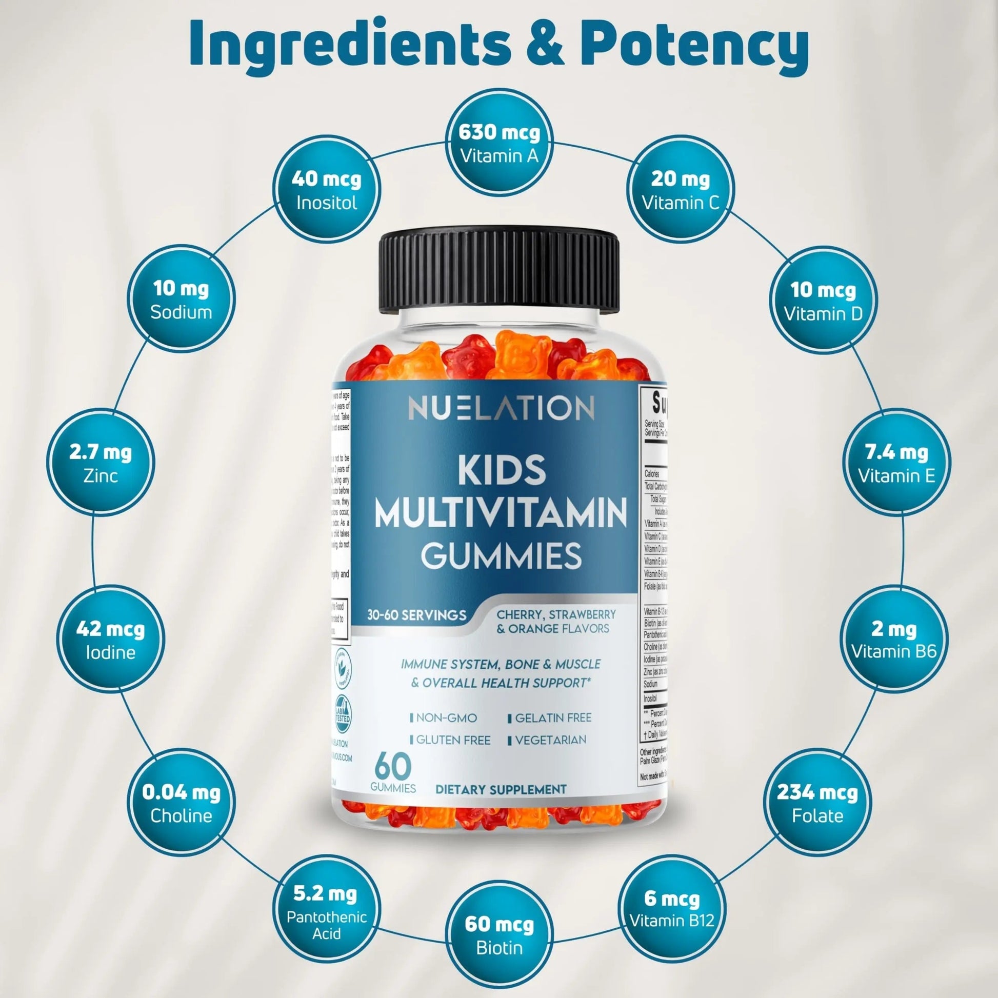 NUELATION Kids Multivitamin Gummies, 30-60 Day Supply with 14 Essential Kids Vitamins & Minerals. Toddler Vitamins for Overall Wellness. Non-GMO, Gelatin-Free, Gluten-Free, Vegetarian Children Vitamin NUELATION Au supplements