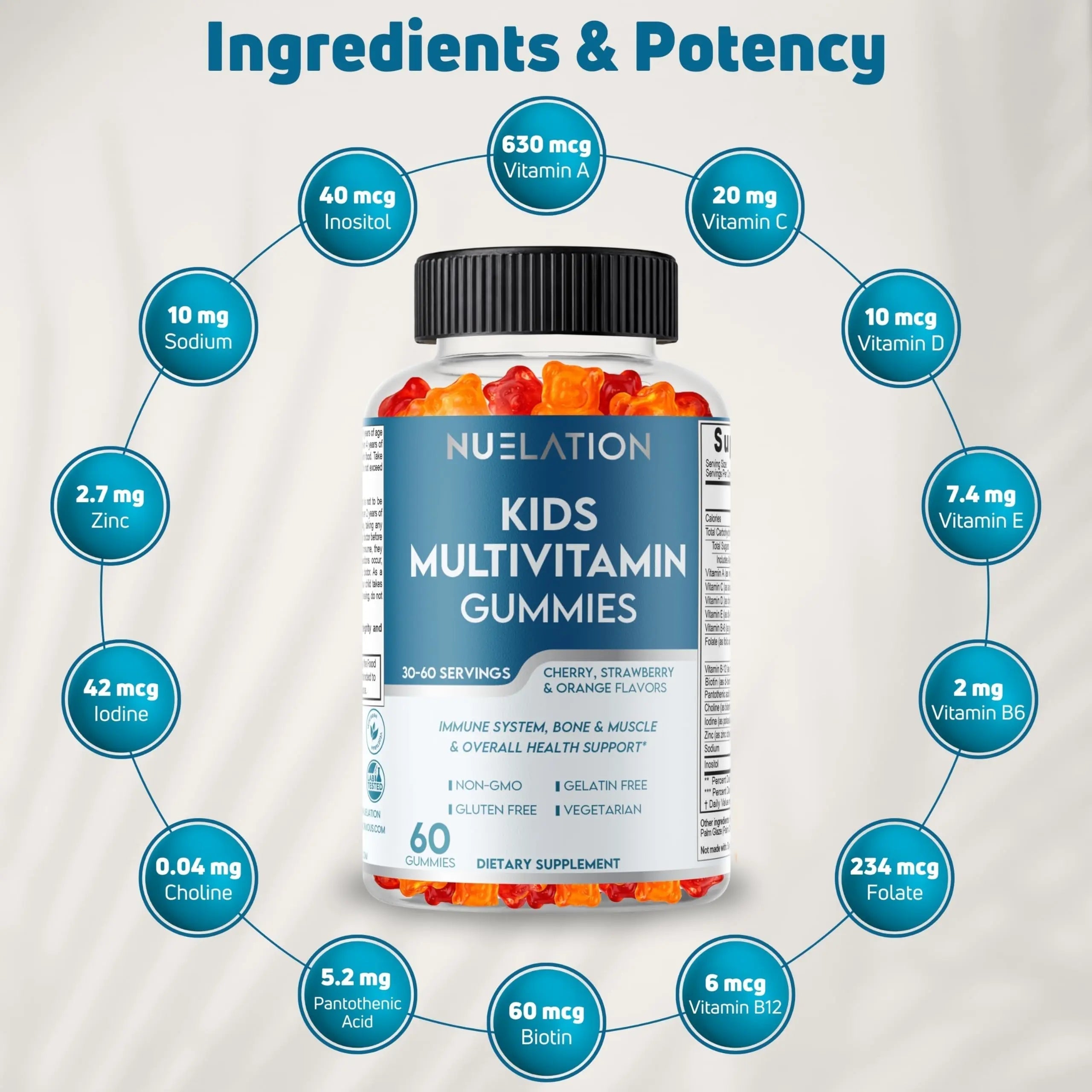 NUELATION Kids Multivitamin Gummies, 30-60 Day Supply with 14 Essential Kids Vitamins & Minerals. Toddler Vitamins for Overall Wellness. Non-GMO, Gelatin-Free, Gluten-Free, Vegetarian Children Vitamin NUELATION Au supplements