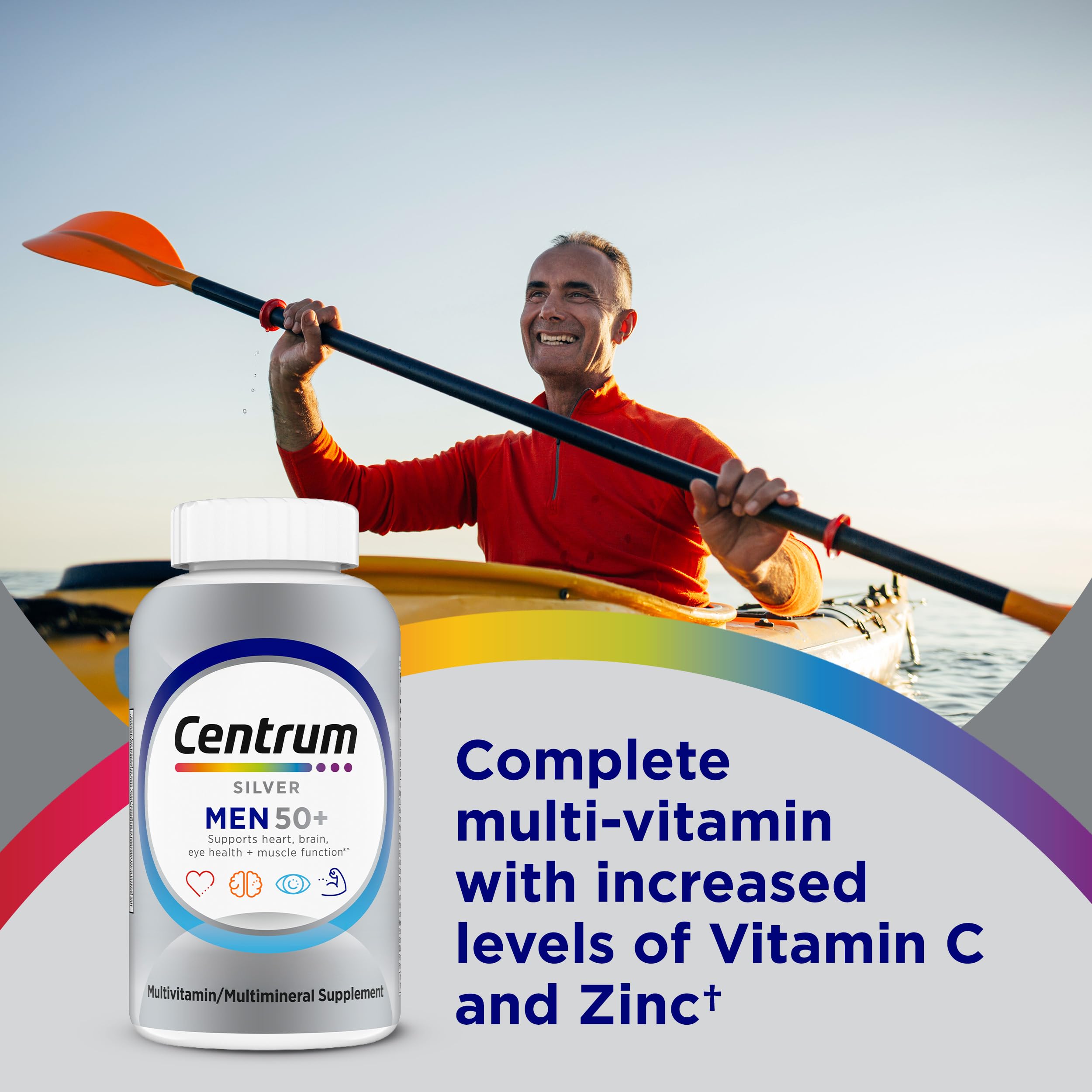 Centrum Silver Multivitamin for Men 50 Plus, Multimineral Supplement, Vitamin D3, B-Vitamins and Zinc, Gluten Free, Non-GMO Ingredients, Supports Memory Centrum Au supplements