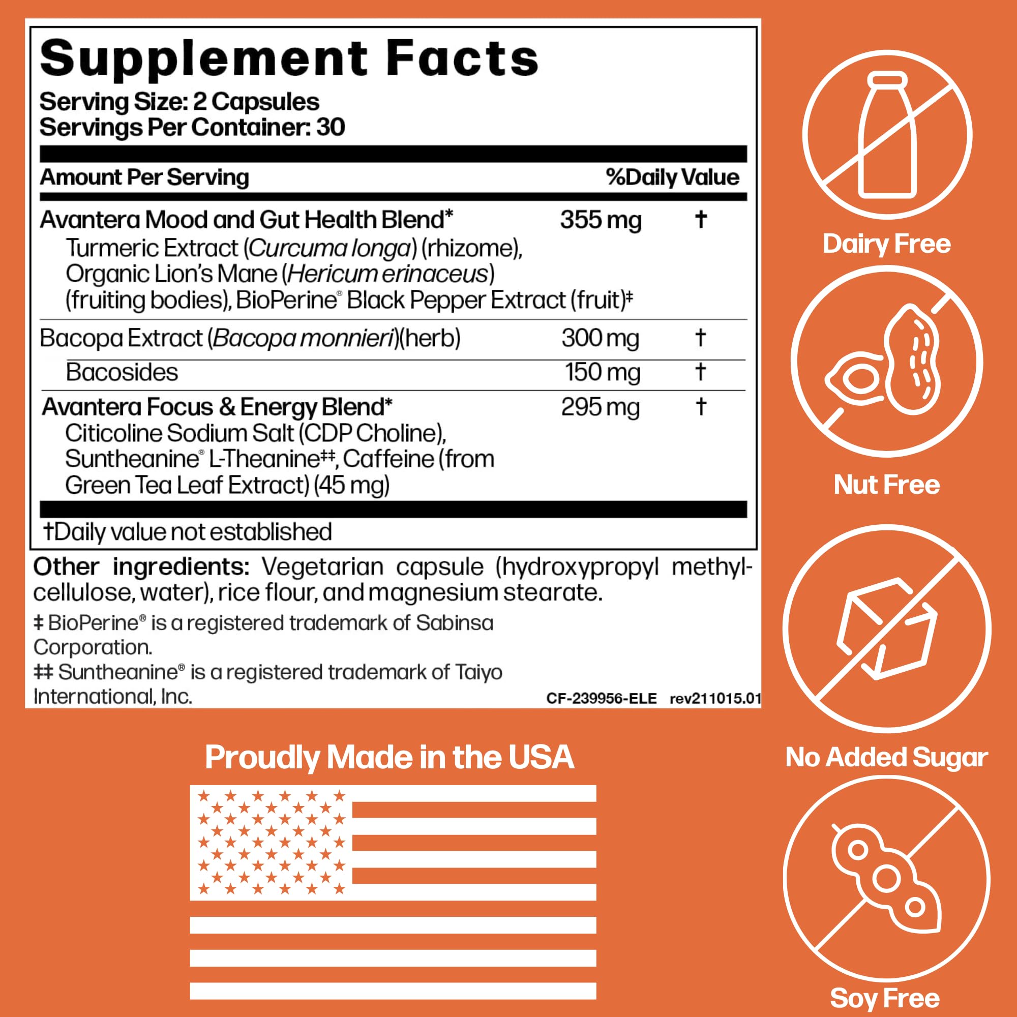 Avantera Premium Nootropic, Elevate | Energy, Focus, Mood, & Gut Health | 30 Day Supply Avantera Au supplements