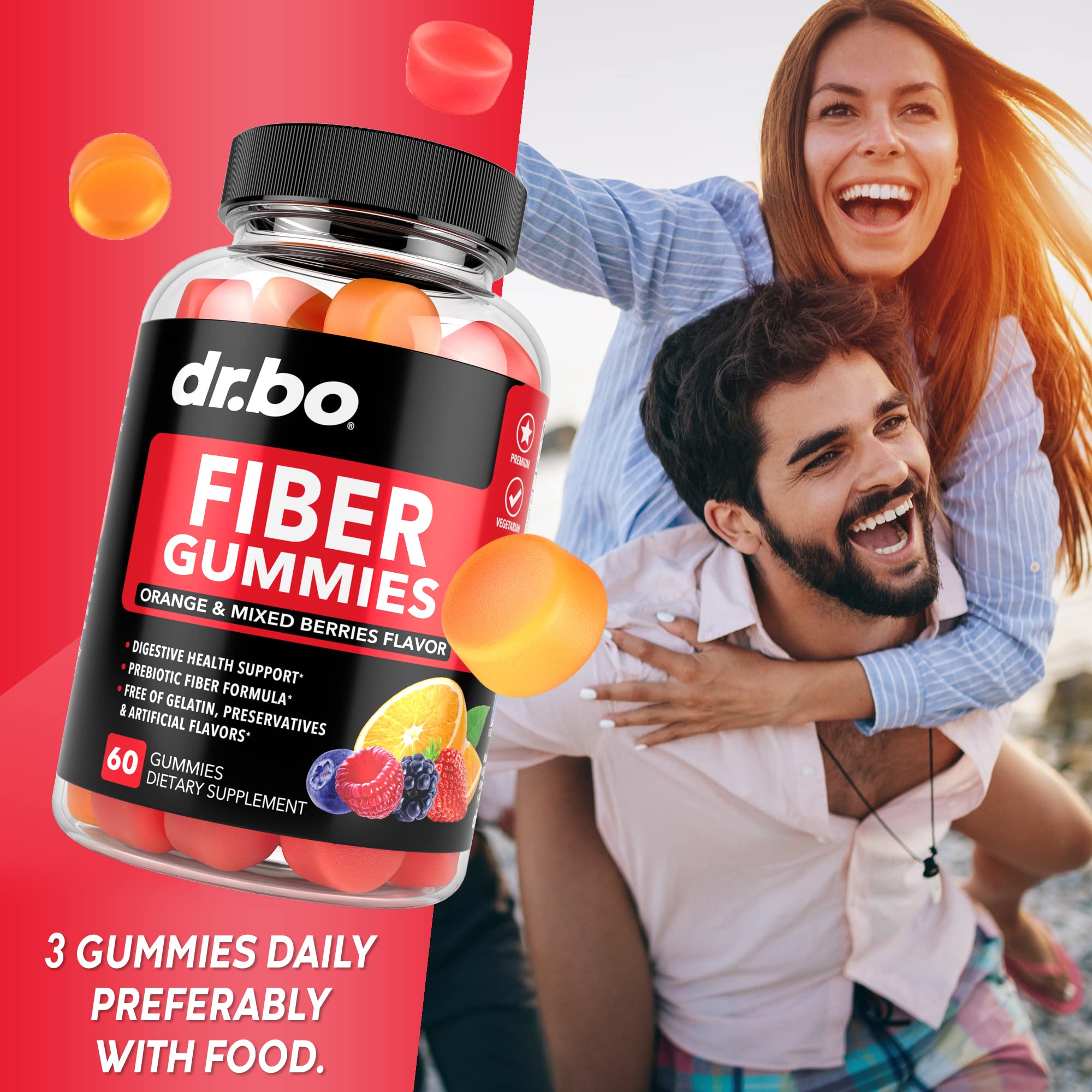 Fiber Gummies for Adults & Kids - Tasty Gummy Prebiotic Fiber Supplement for Max Digest DR. BO Au supplements