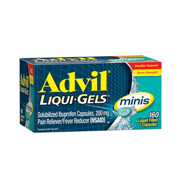 Advil Liqui-Gels Minis Pain Reliever and Fever Reducer, Pain Medicine for Adults with Ibuprofen 200mg for Pain Relief - 160 Liquid Filled Capsules Advil Au supplements
