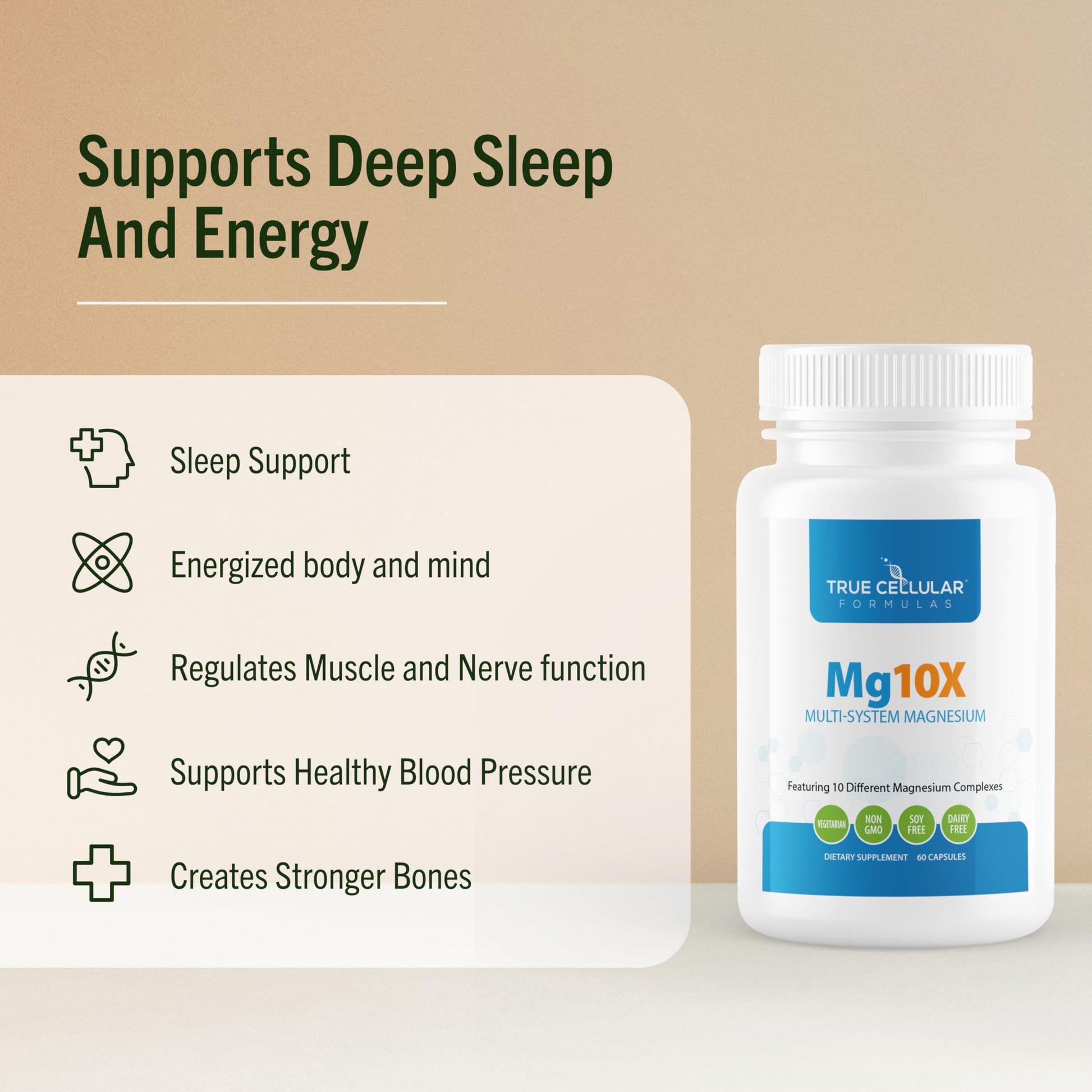 True Cellular Formulas Mg10X Multi-System Magnesium | Supplement to Support Sleep - 60 Capsules | Enhanced Sleep, Immune System & Metabolic Support | Includes Magnesium Glycinate, Citrate and More True Cellular Formulas Au supplements