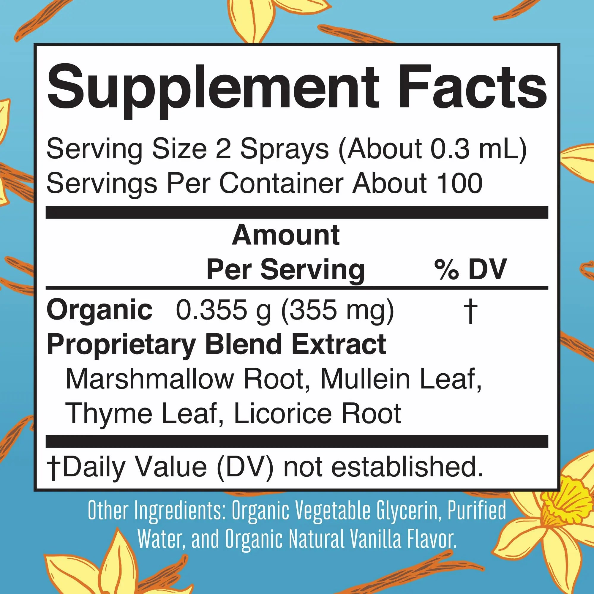 MaryRuth Organics USDA Organic Throat Spray with Mullein Leaf | Marshmallow Root & Licorice Root & Thyme Leaf | Vanilla | 4 Herbal Blend | Non-GMO | Vegan | Gluten Free | 1 Fl Oz | Up to 100 Servings MARYRUTH'S Au supplements