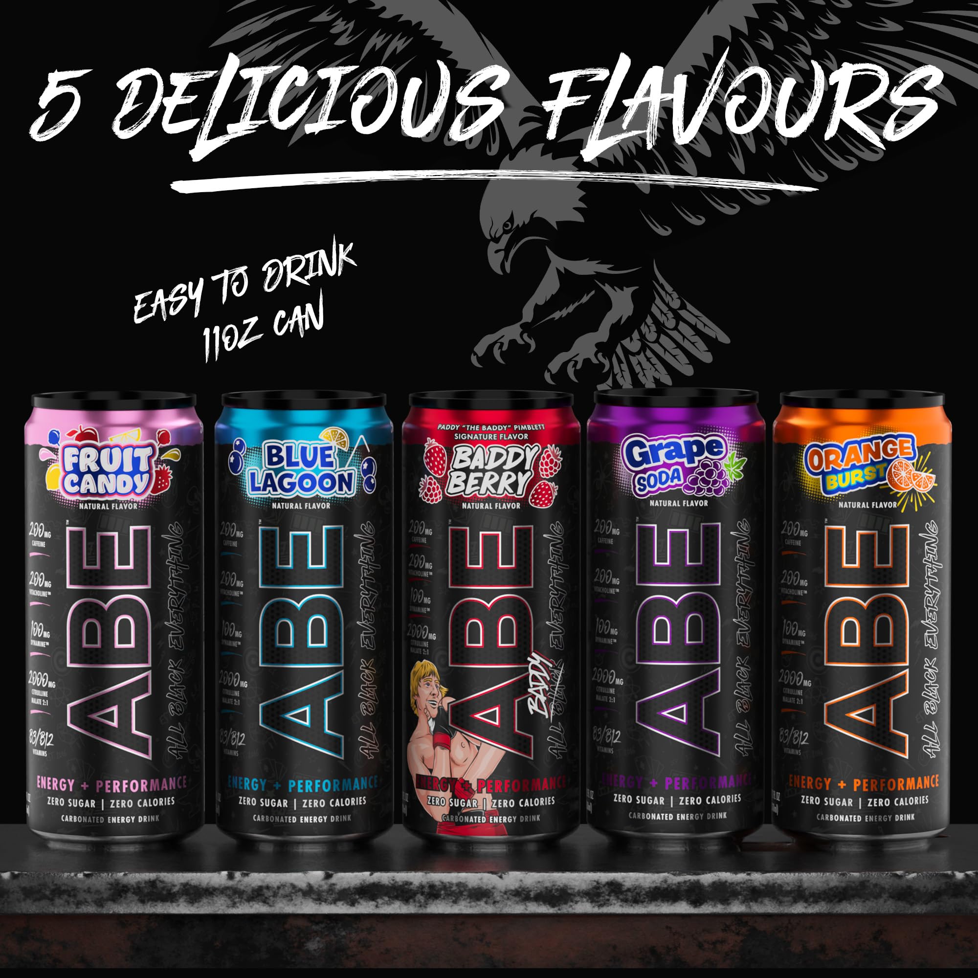 ABE Energy + Performance Sugar Free Energy Drink - All Black Everything Drink With Caffeine ABE all black everything Au supplements