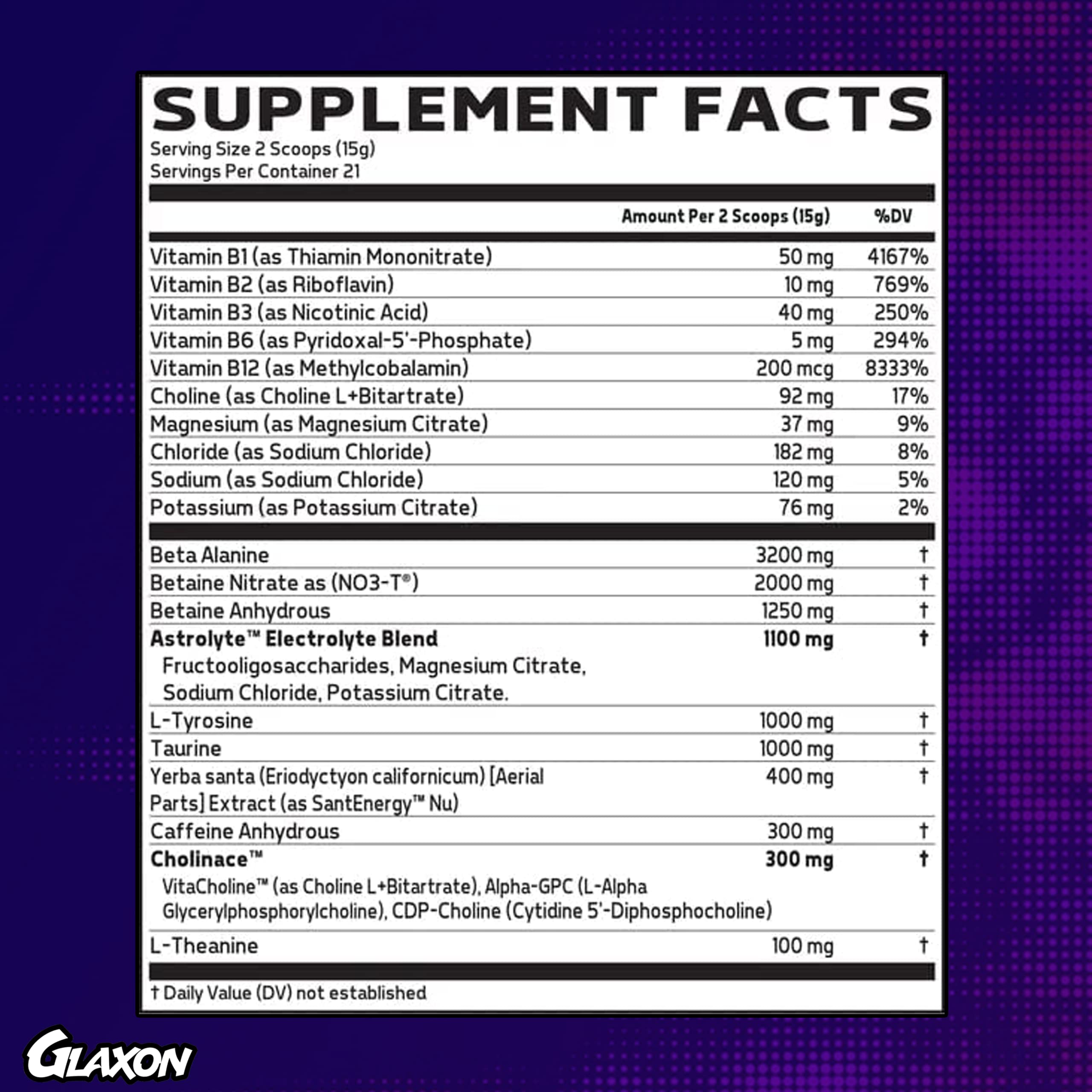 Glaxon Specimen High Stimulant Pre Workout Powder, Preworkout with 300mg Caffeine Glaxon Au supplements