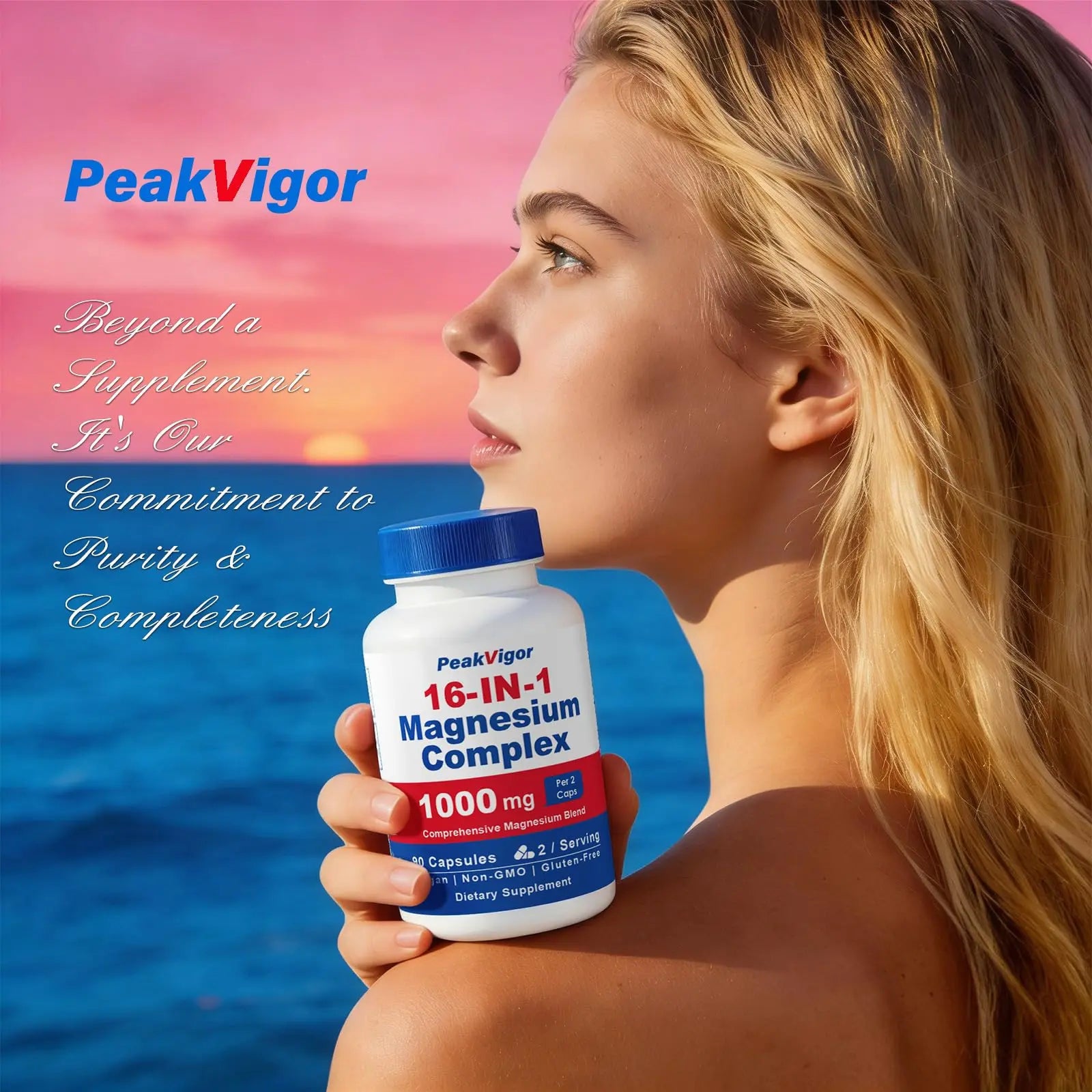 16 in 1 Magnesium Complex, 1000mg Magnesium Complex Supplement for Women with Magnesium Glycinate, Citrate, Orotate, L-Threonate, Malate, Third-Party Tested, Easy-Swallow Vegan Capsules PeakVigor Au supplements