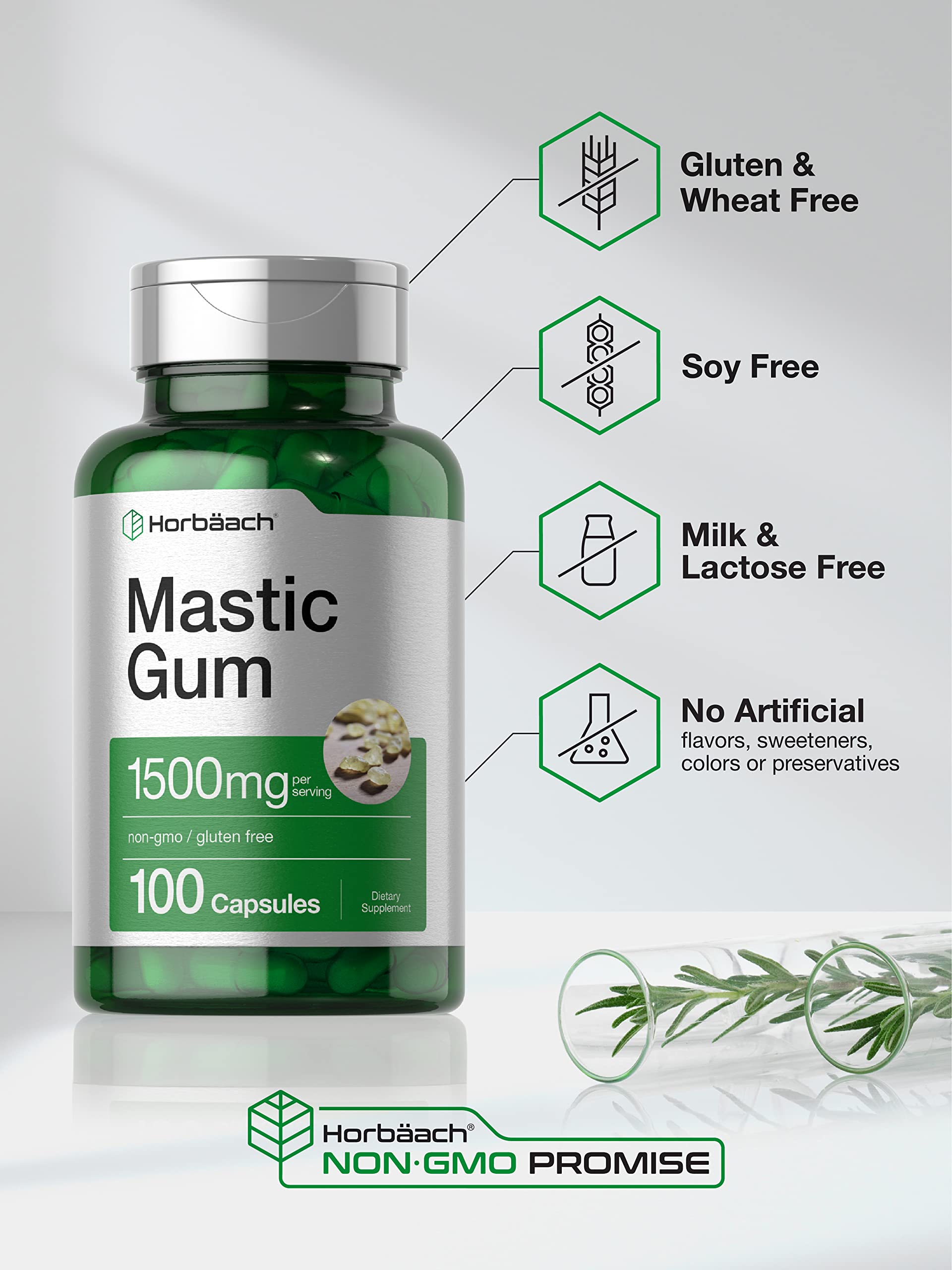 Mastic Gum Capsules 1500mg 100 Count | Non-GMO & Gluten Free | by Horbaach Horbäach Au supplements