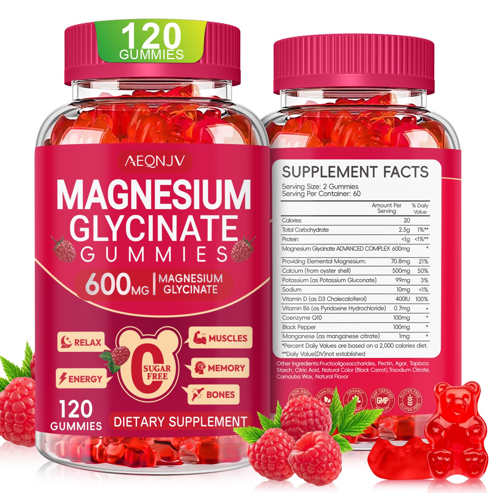 Magnesium Glycinate Gummies 600mg, Sugar Free Magnesium Gummies for Adults, Chewable Potassium Supplements for Body Support, Zzz and Relaxation, 120 Count AEQNJV Au supplements