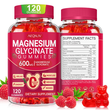 Magnesium Glycinate Gummies 600mg, Sugar Free Magnesium Gummies for Adults, Chewable Potassium Supplements for Body Support, Zzz and Relaxation, 120 Count AEQNJV Au supplements