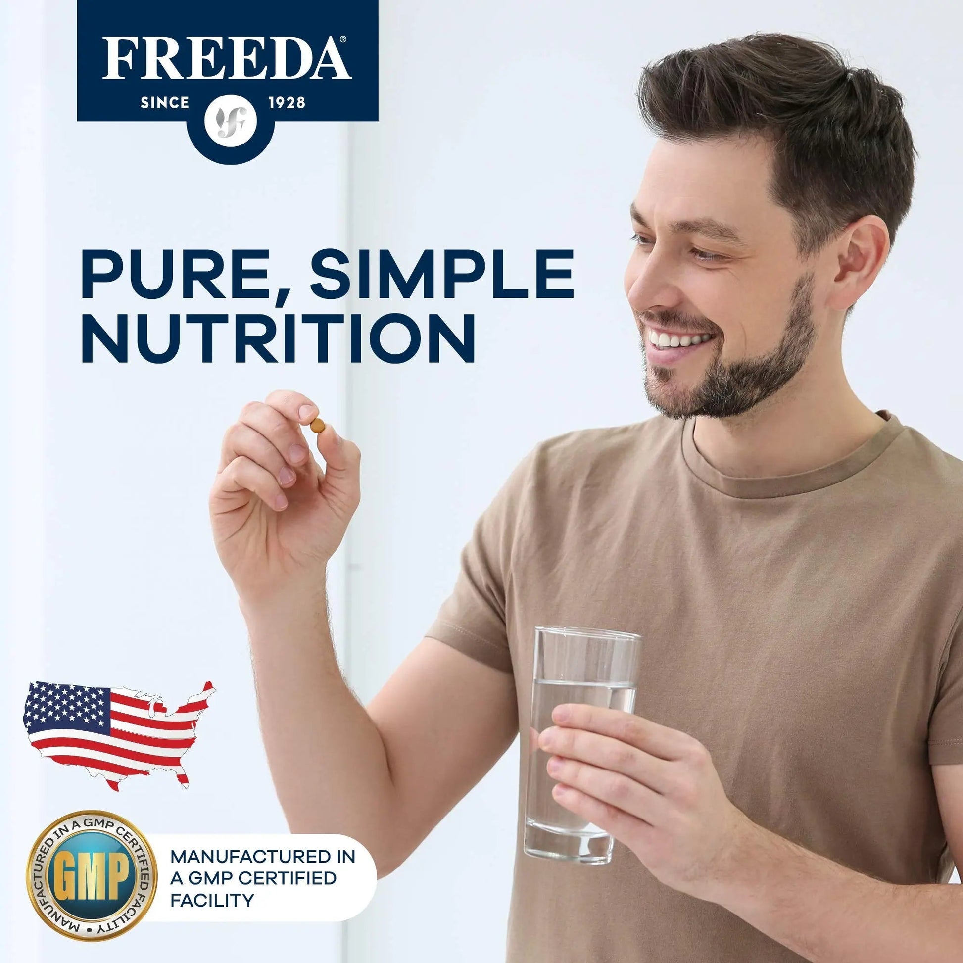 Freedavite Tiny Tablet - Moderate Multivitamin for Men and Women - Pure Vitamin A, C, D, E, B1, B2, B6, B12, Biotin, Calcium, Zinc, Iron, Magnesium FREEDAUS supplements