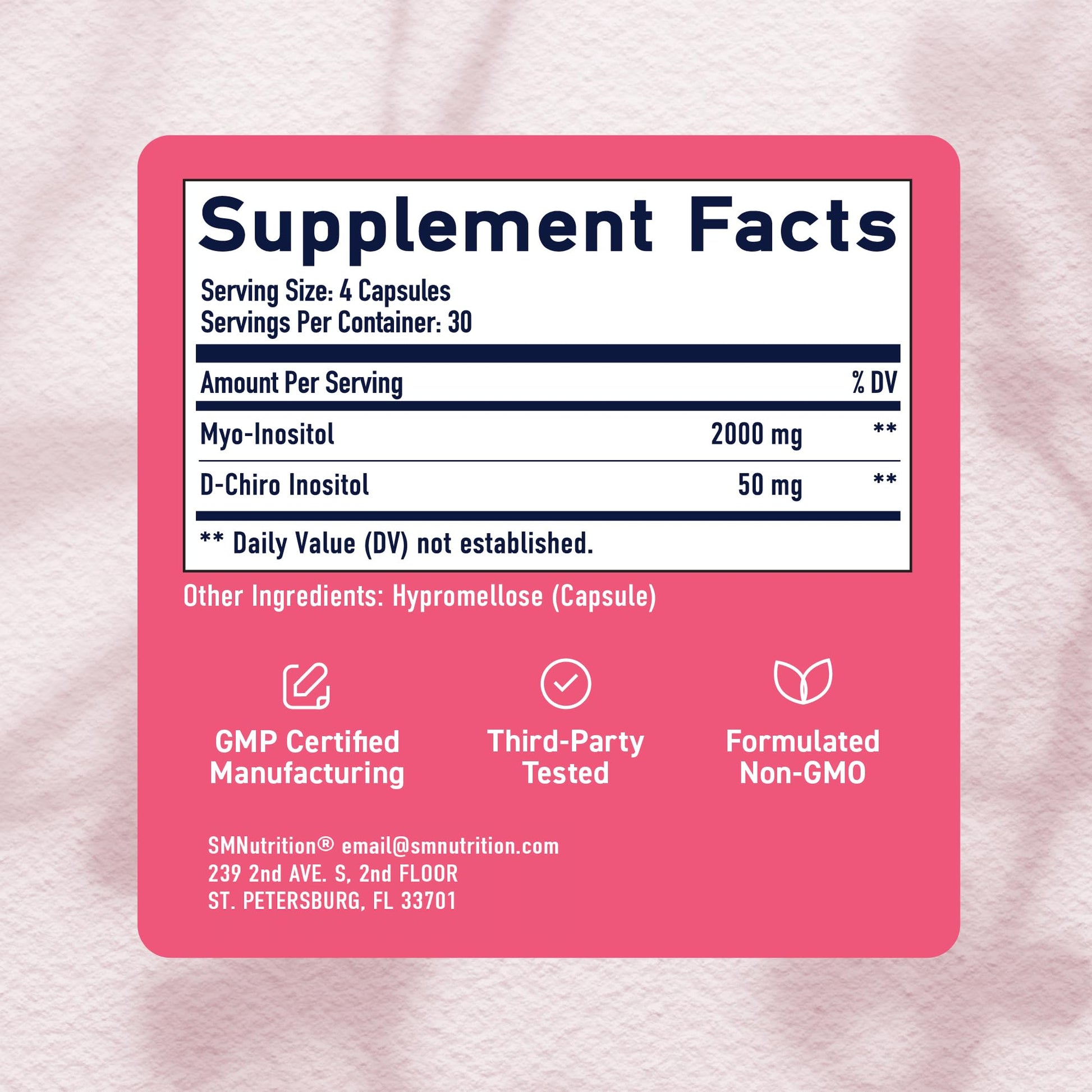 Myo-Inositol & D-Chiro Inositol for Hormone Balance for Women | Fertility, Ovarian Health & Cycle Support | Ideal 40:1 Ratio, Myoinositol 2000mg & D Chiro 50mg | Ovarian Support Vitamins | 120 Ct. SMNutrition Au supplements