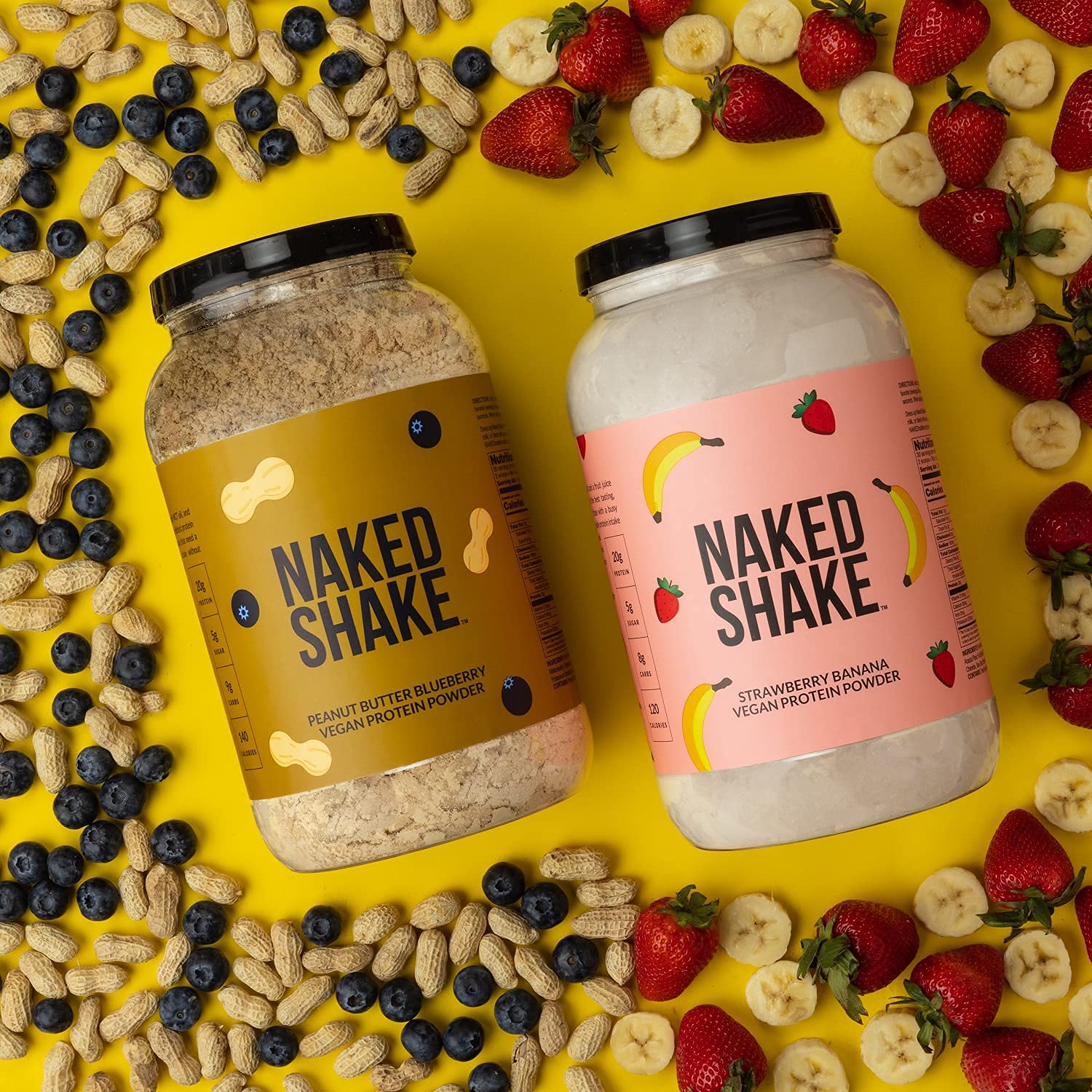 NAKED nutrition Naked Shake - Vegan Protein Powder, Strawberry Banana - Flavored Plant NAKED Au supplements