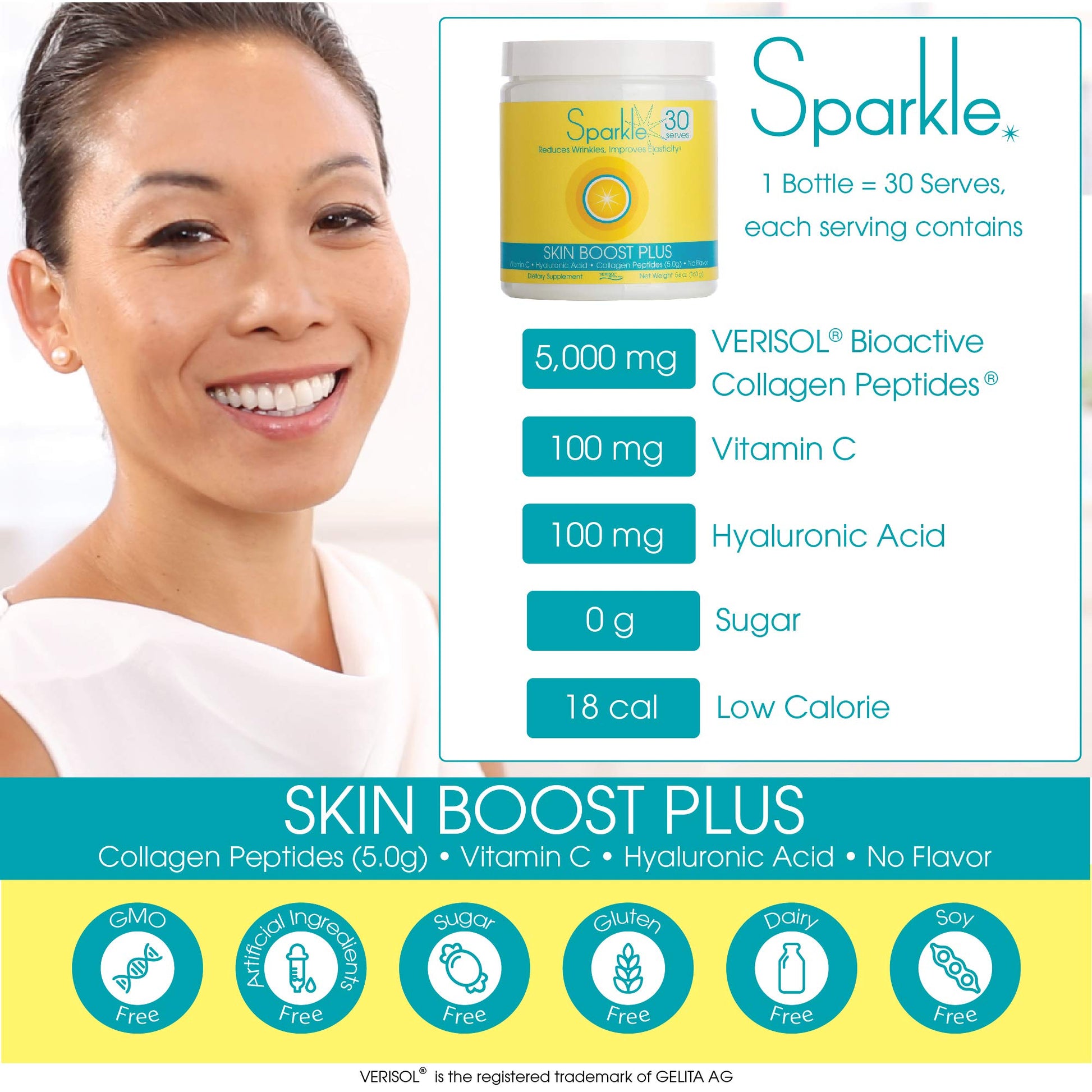 Hydrolyzed Collagen Powder - Sparkle Skin Boost Plus (No Flavor) [30-Serves] Verisol Pept Sparkle Collagen Au supplements