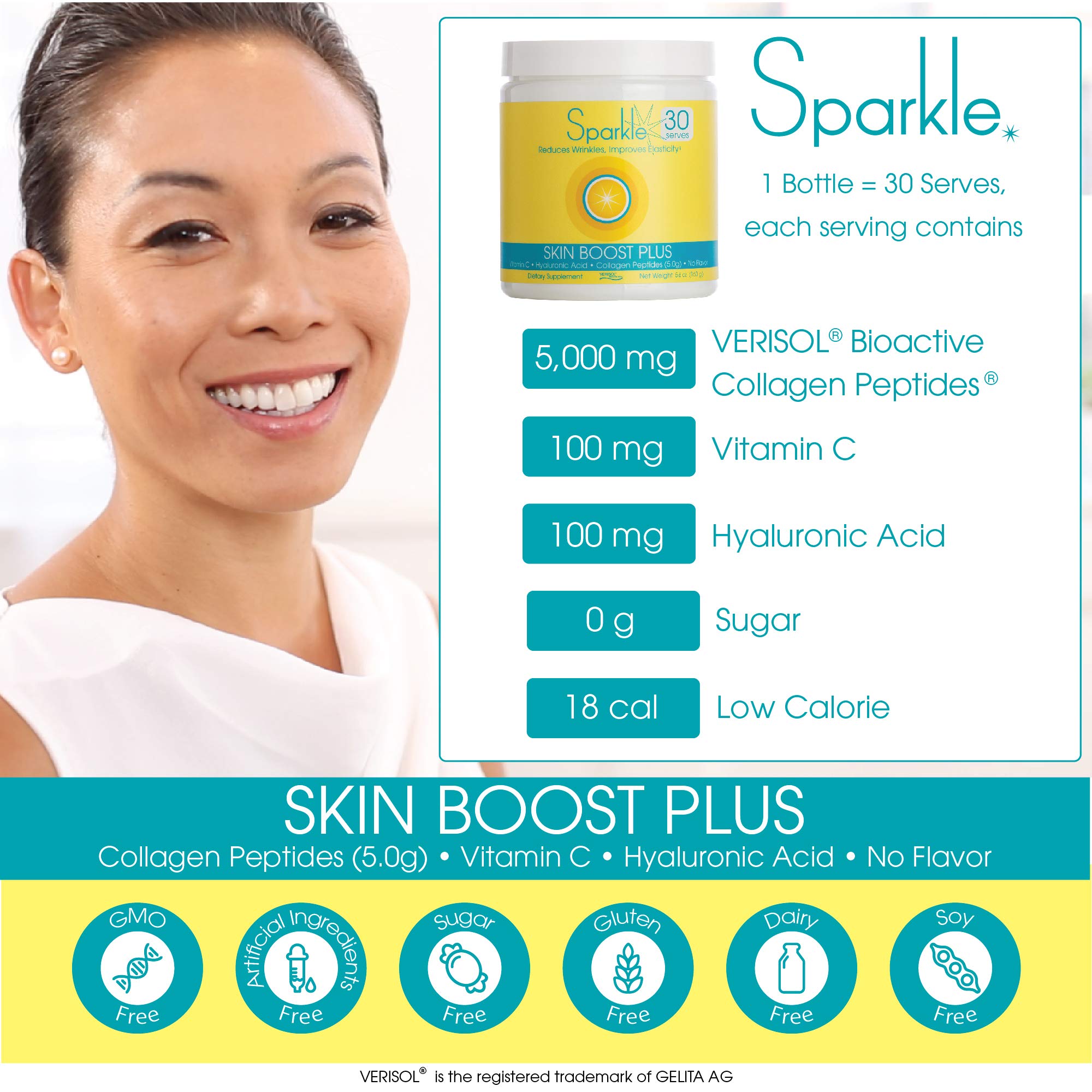 Hydrolyzed Collagen Powder - Sparkle Skin Boost Plus (No Flavor) [30-Serves] Verisol Pept Sparkle Collagen Au supplements