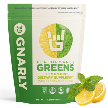 Gnarly Nutrition Greens Superfood Powder – Lemon Mint Performance Super Greens Powder – NSF Contents Certified – Organic, Probiotics & Essential Micronutrients - Lemon Mint, 11.64 oz Gnarly Nutrition Au supplements