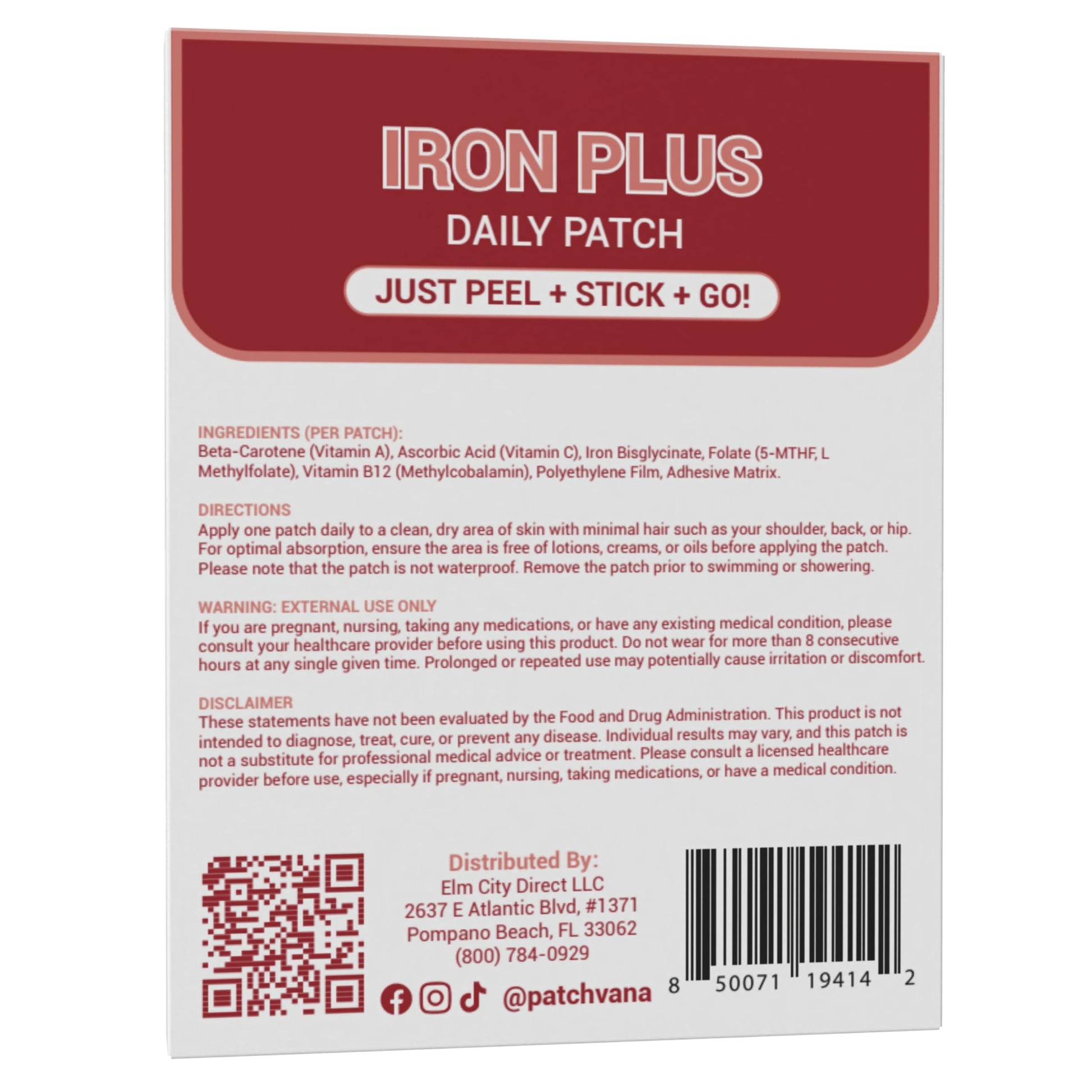 Patchvana Iron Plus Patch for Women & Men, 1 Month Supply, 30 Patches Patchvana Au supplements