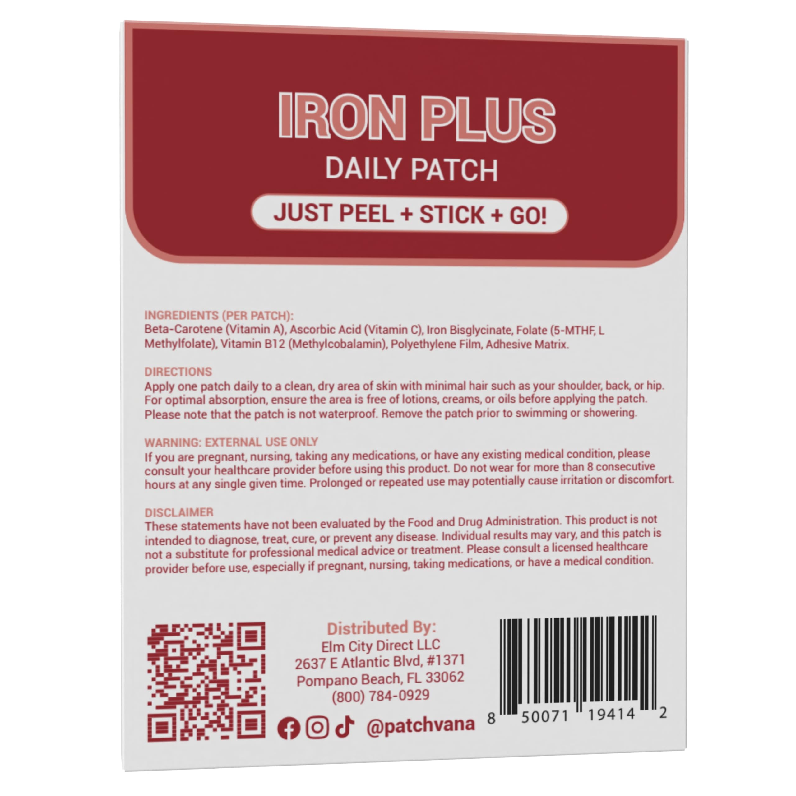 Patchvana Iron Plus Patch for Women & Men, 1 Month Supply, 30 Patches Patchvana Au supplements