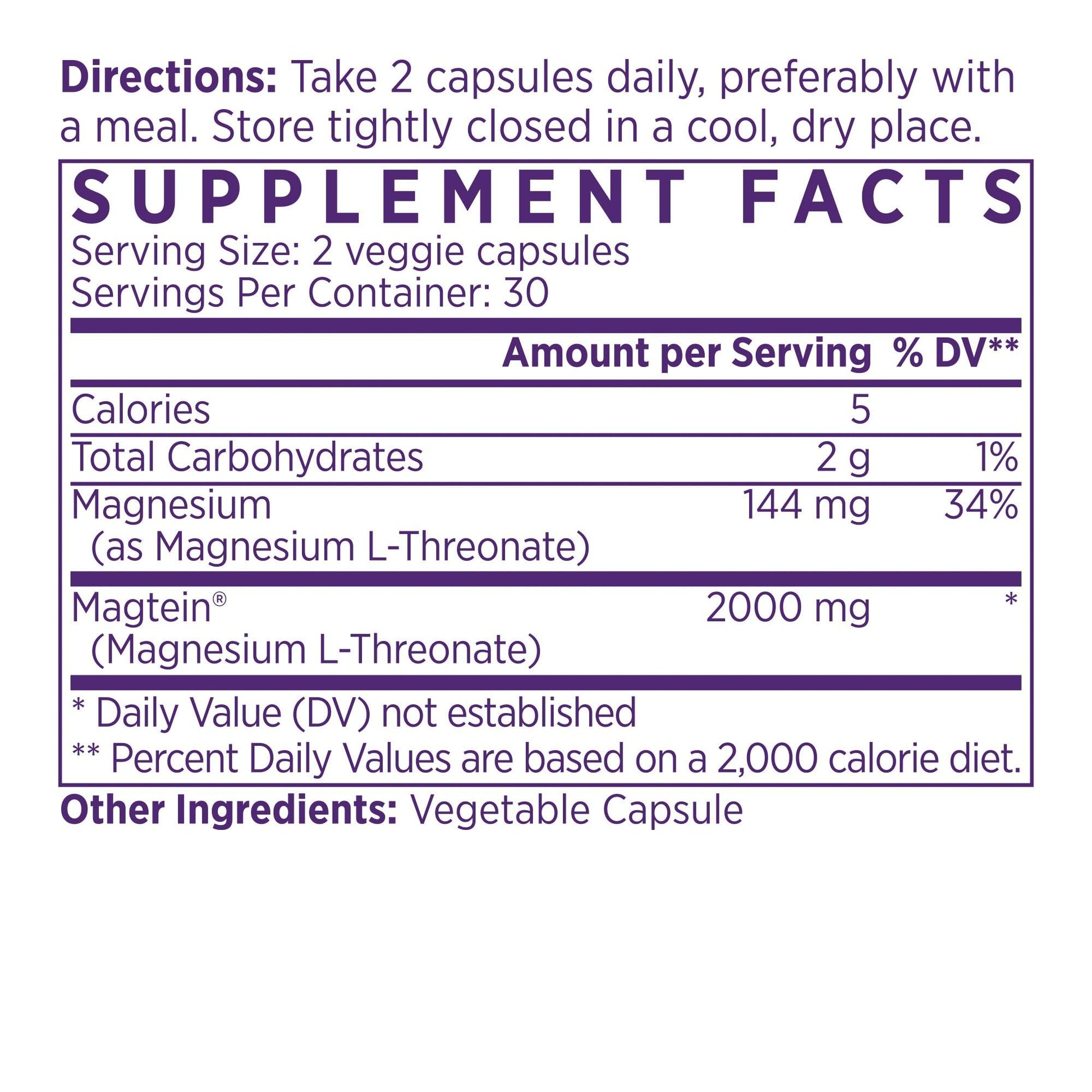 NAOMI Magnesium L-Threonate with 2,000mg Patented Magtein®, High Absorption Elemental Magnesium, Memory Supplement - Brain Health, Focus, Nerve Support, Heart Health, Natural Sleep Aid, 60 Veggie Caps NAOMI Au supplements