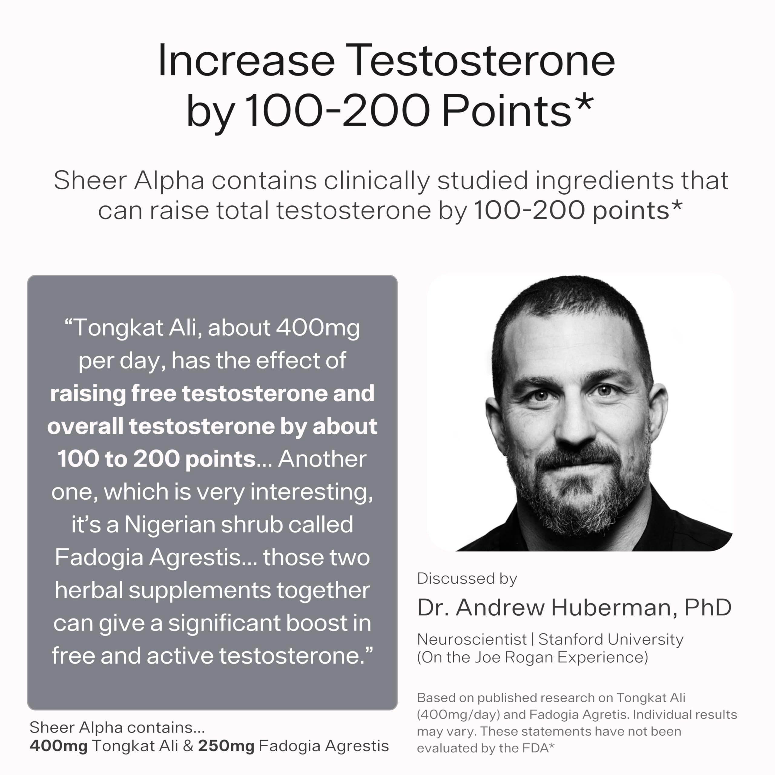 Testosterone Booster for Men - Sheer Alpha T-Booster - Clinically Backed Dose, Strongest Formula - Made in USA - Premium Blend of Fadogia Agrestis Tongkat Ali and Shilajit. 30 Servings Sheer Strength Labs Au supplements