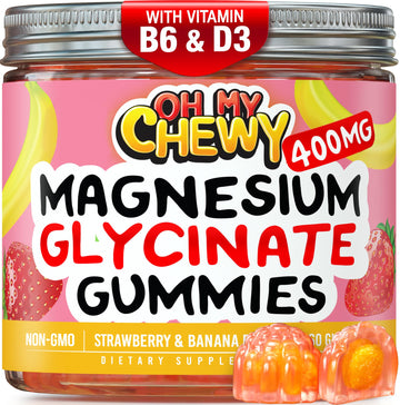 Center-Filled Magnesium Glycinate Gummies 400MG - High Absorption for Kids, Teens & Adults - Supplement for Sleep, Calm & Muscle Relaxation with B6 & D3 - Gluten Free & Vegan Friendly - 60 Count OH MY CHEWY Au supplements