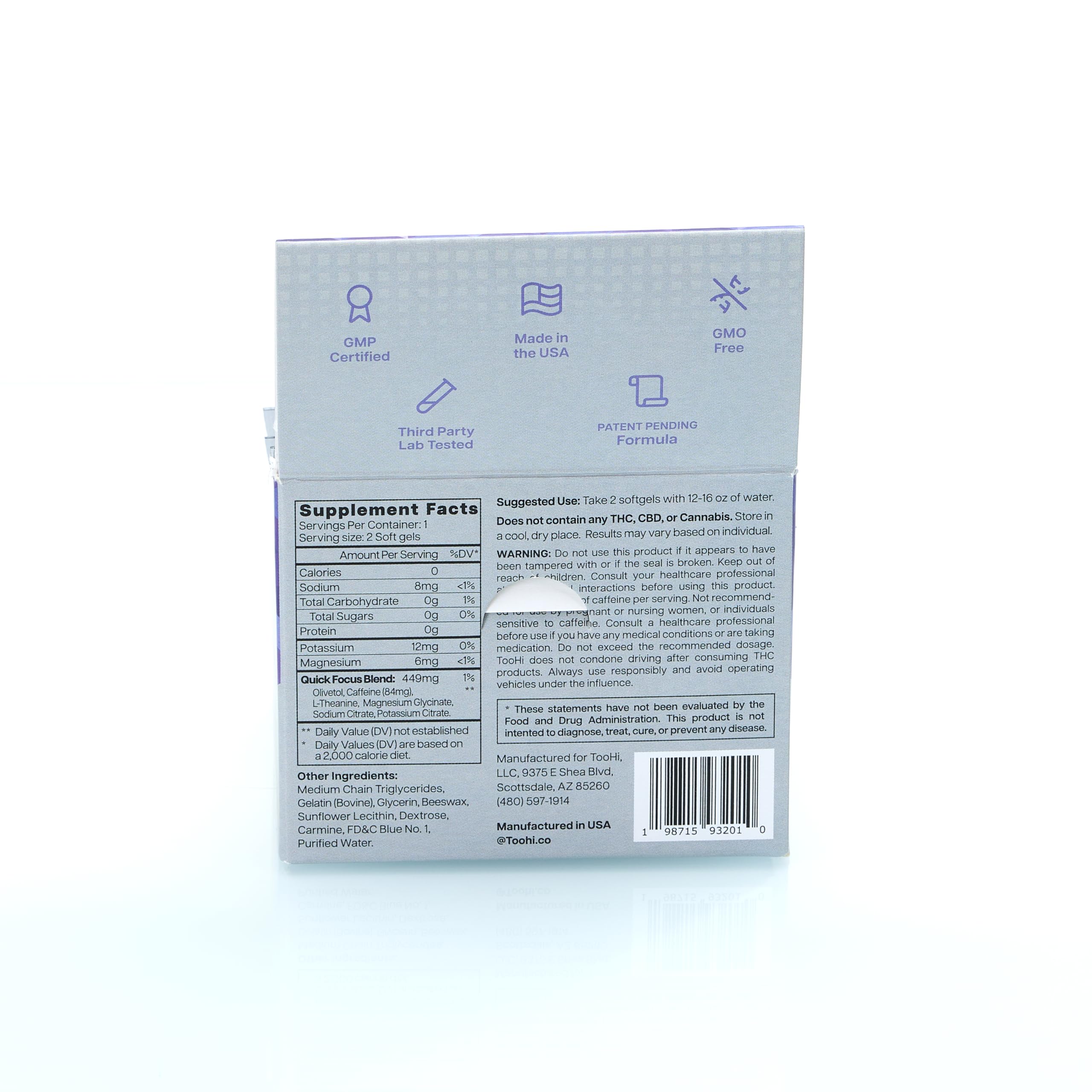 TooHi Reset Softgels - Proprietary Blend with Additional Caffeine (84mg), L-Theanine & Electrolytes | Patent Pending - 10 Doses TooHi Au supplements