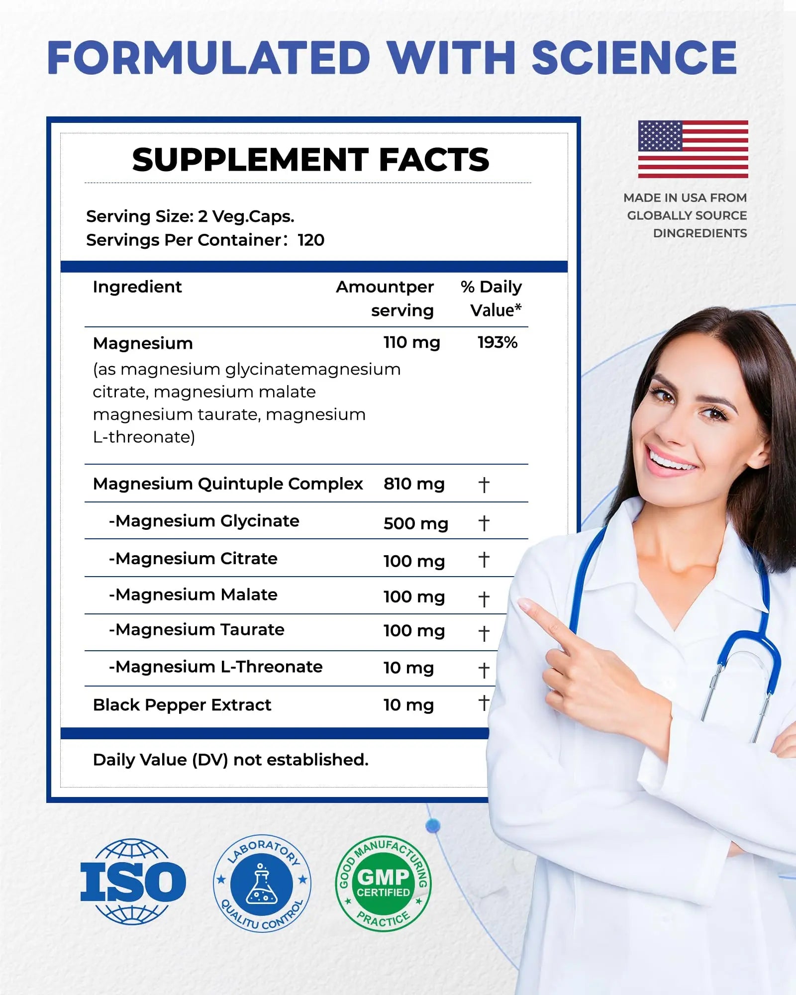 820mg Magnesium Complex 240 Veggie Capsules,for Women & Men with Magnesium Glycinate,Citrate, Malate,Taurate & L-Threonate for Sleep, Mood, Muscle Relaxation & Nerve Function Vegan Friendly, Non-GMO FreeCare Au supplements